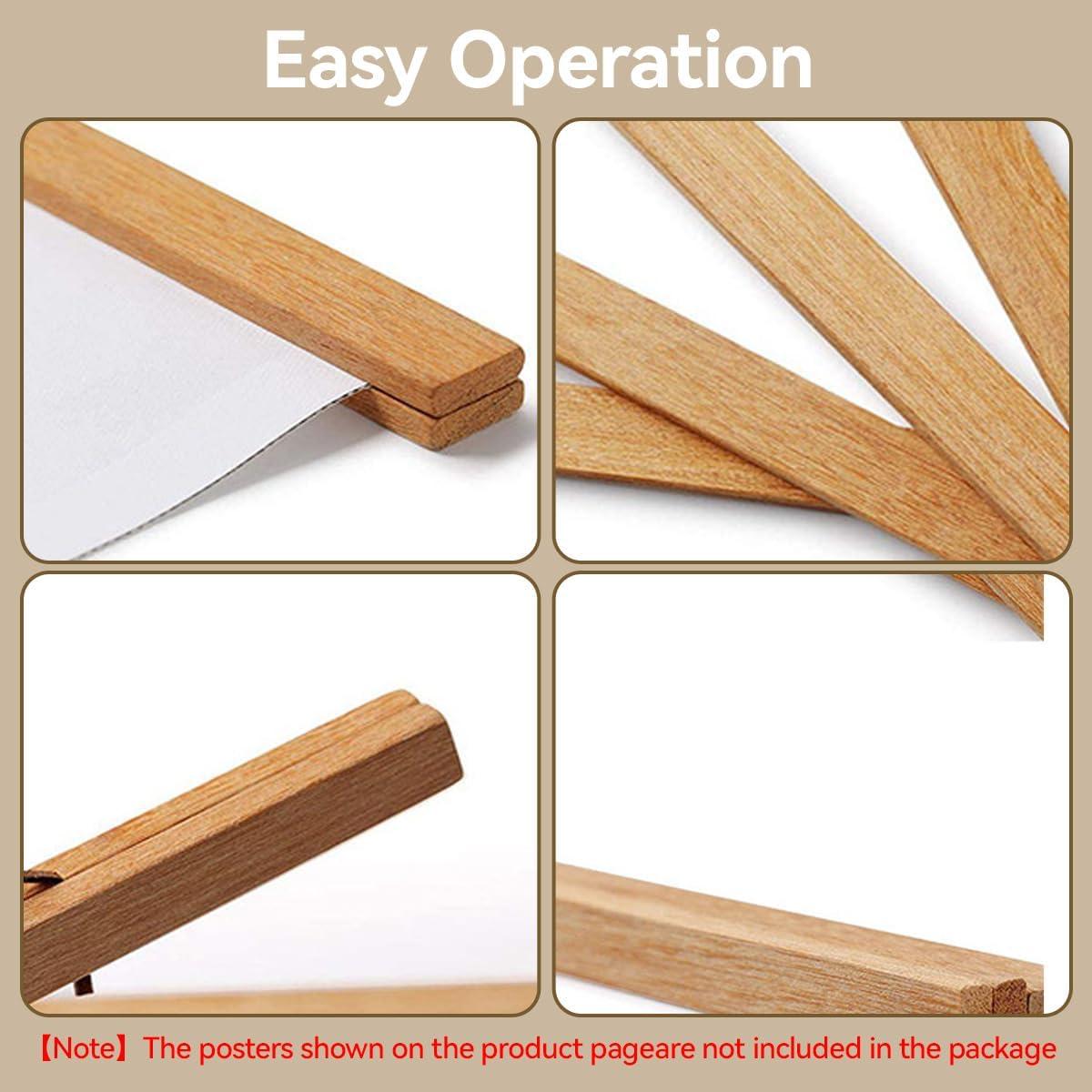 Proxima Direct 8 PCS Magnetic Wood Poster Frame 40 Cm/16 Inch Poster Hanger Rod Simple Teak Wood Photo Hanging Kit with Rope for Photos Canvas Prints Artwork Home Dorm Interior Decor image number 3