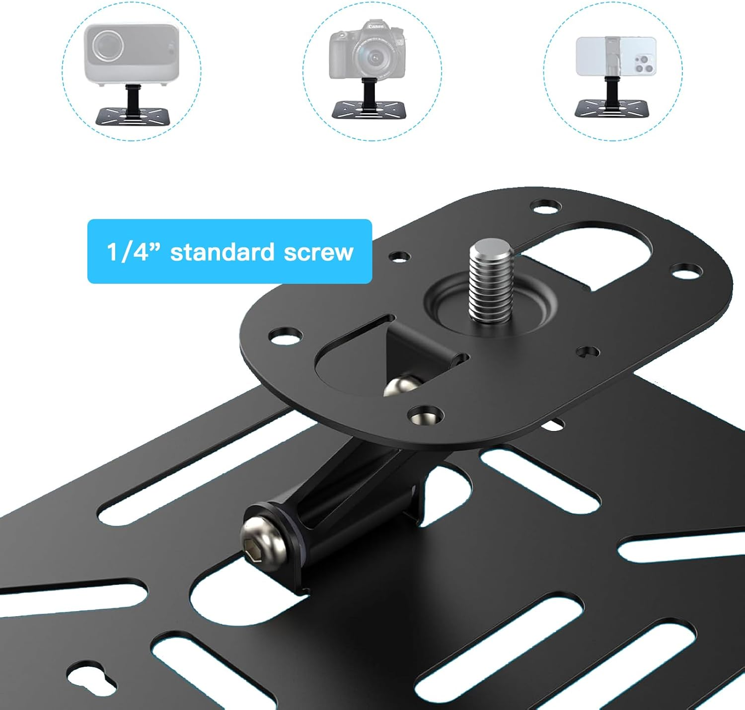 Yushengtai Projector Mount, Mini Projector Stand, Projector Mount for Wall Ceiling Mount, Projector Stand with 1/4 Inch Universal Screw Interface, 360&deg; Rotatable Projector Holder, Black image number 1