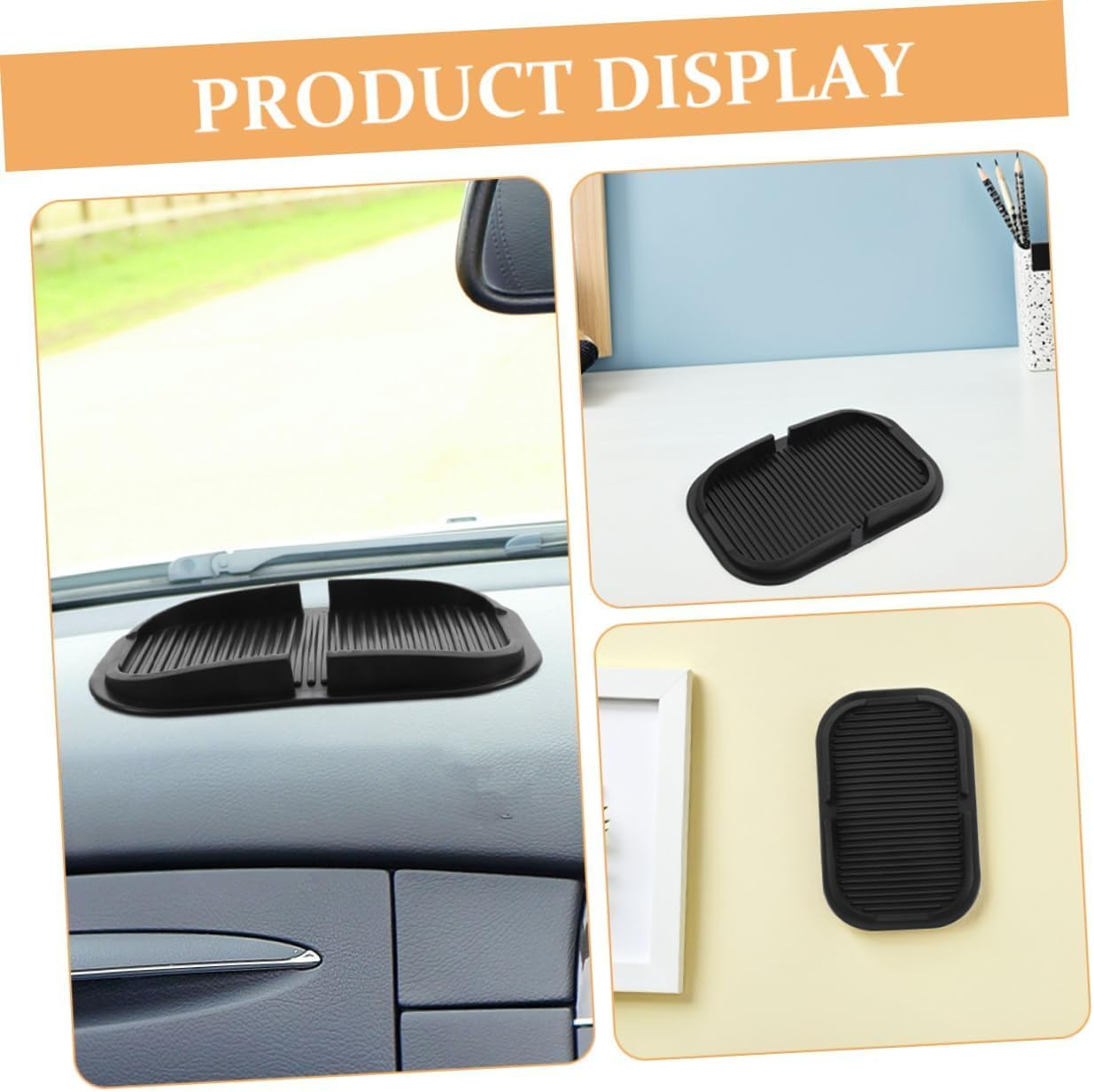 Car Dashboard Non-Slip Mat with Large Slot Phone Holder, Interior Accessory(2Pcs) image number 4