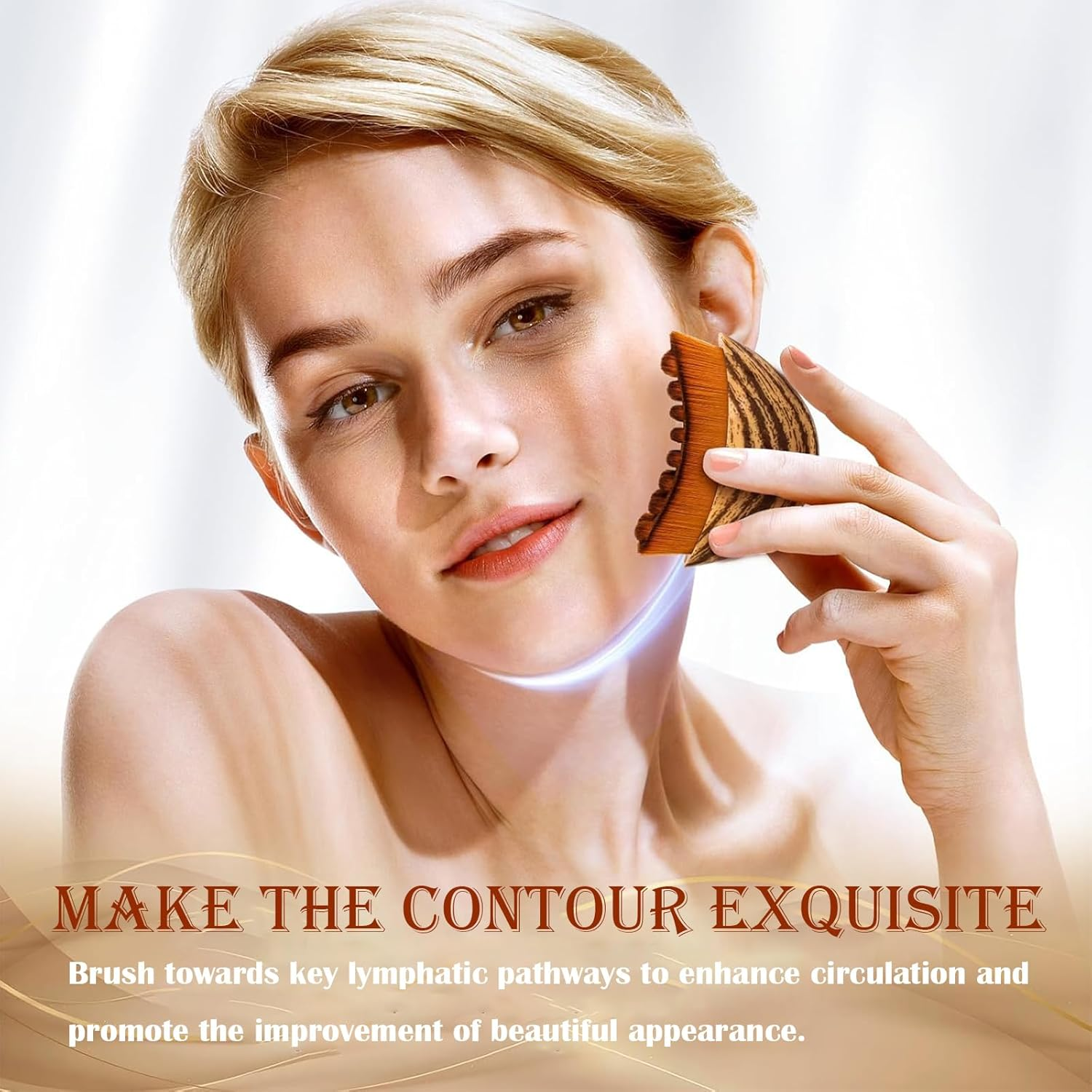 Lymphatic Contour Face Brush, Massager Contour, Lymphatic Drainage Massager Chin, Lymphatic Brushes Face, Dry Brushes, Face Brush, Lymph Brush Face, for Face Massage image number 4