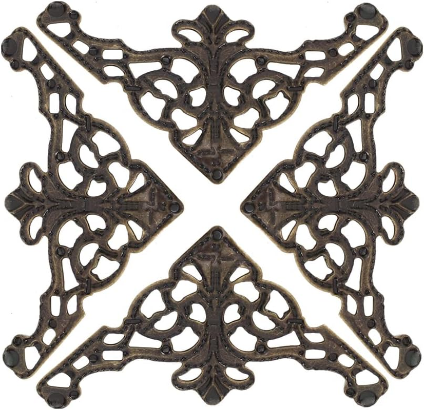 Corner Decorative, Vintage Corners Guards Book Album Edge Cover Flat Iron Decorative Elegant Metal Protectors for Wall Edges Furniture Home Office Decor DIY Wood Products Decoration(Ancient Copper) image number 5