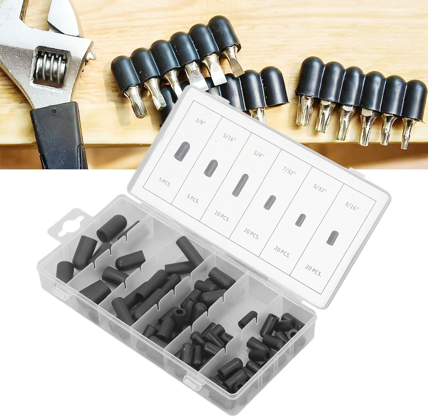 80PCS Rubber Vacuum Hat Plug Assortment Kit, High Temperature Resistant, Leakage Proof, Flexible, Easy Carrying, for Car Carburetor Manifold image number 2