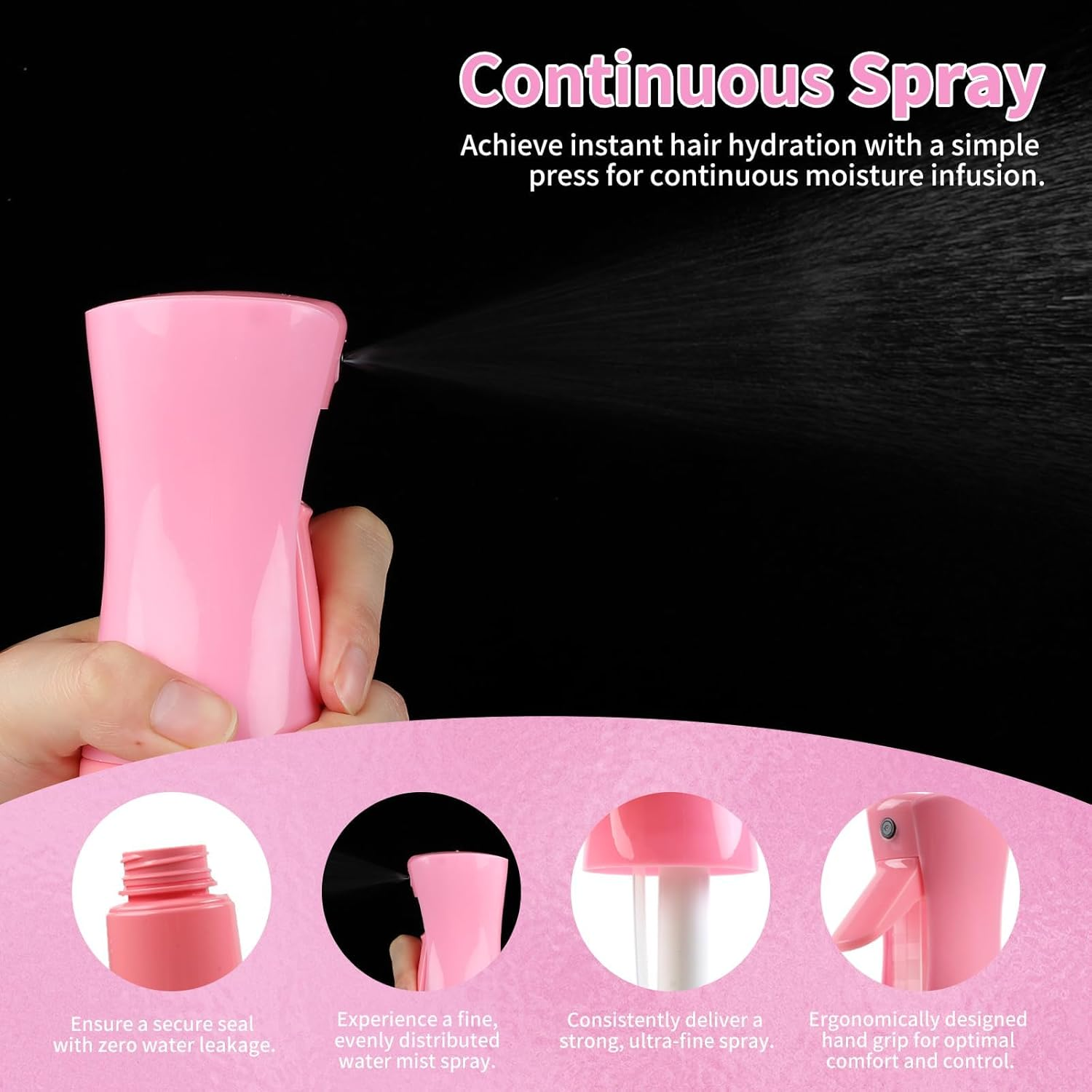 12 Pcs Hair Brush Set, 3 Pieces Slick Back Hair Brushes for Toddlers, Women, Detangling Brush for All Typs of Hair, Edge Bristles Wide Tooth Rat Tail Combs for Baby Girls Boys(Pink) - Pink image number 3