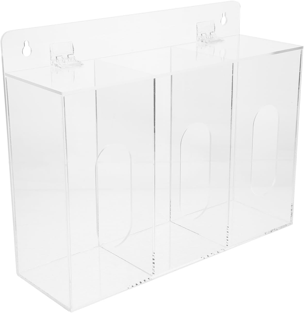 Iplusmile Wall Mount Glove Dispenser 3-Compartment Acrylic Storage Box for Gloves and Clear Organizer for Laboratory and Use image number 1