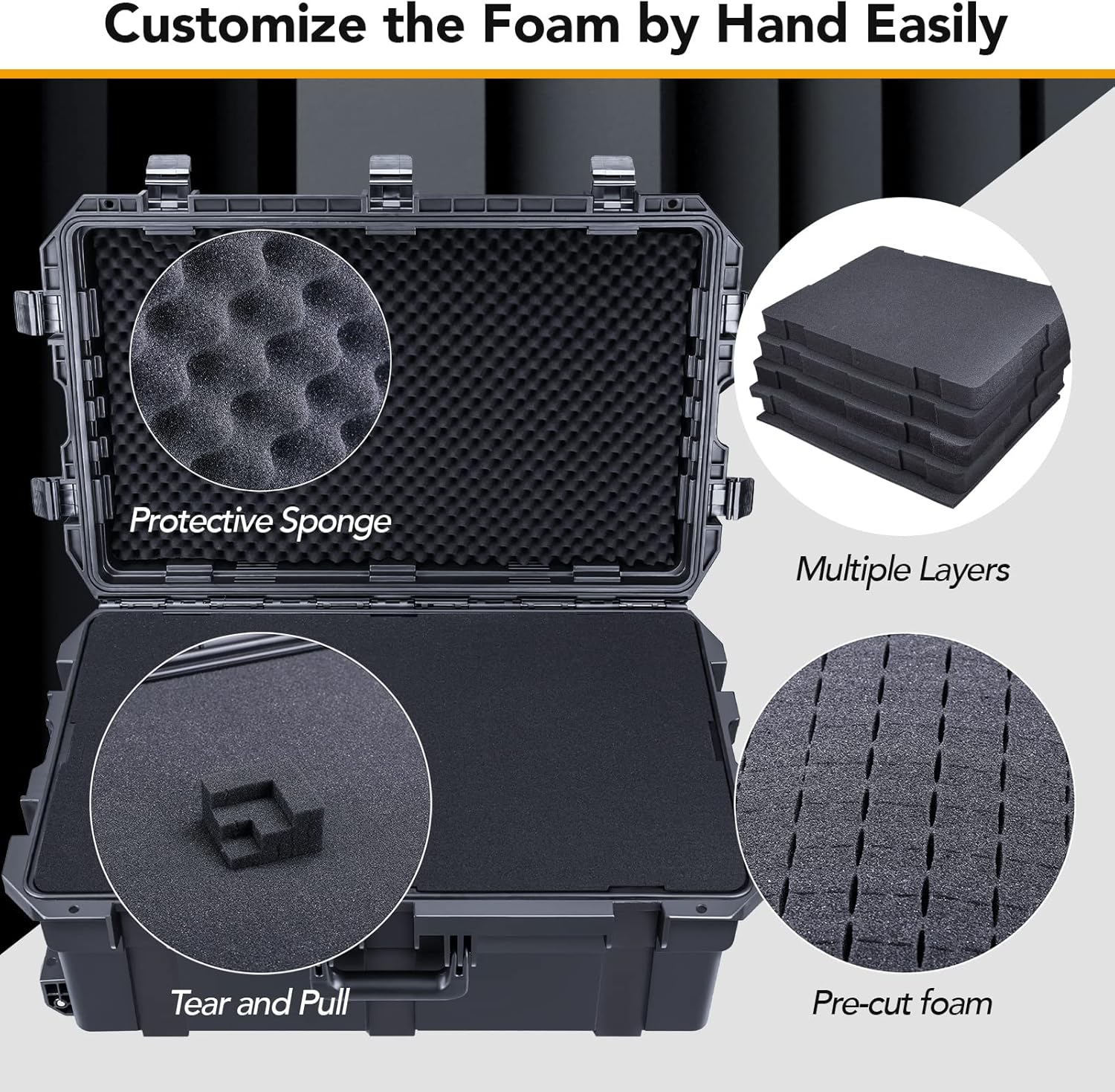 Lykus HC-7530 Large Waterproof Hard Case with Wheels and Customizable Foam, Interior Size 29.5X17.7X11.8 Inch, Suitable for Cameras, Lenses, Electronic Equipment and More image number 2