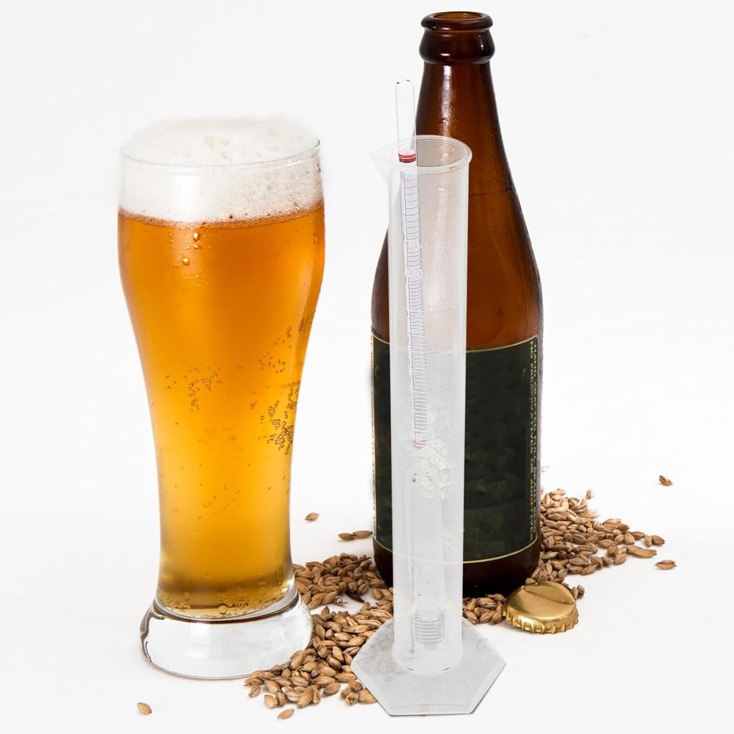 SOLUSTRE Hydrometer & Testing Jar Kit: 1 Set Triple Scale Alcohol Hydrometer with Glass Cylinder for Brew Beer Wine, Home Brewing Supplies, 41GBBSX211L05HIP27ACBX image number 4