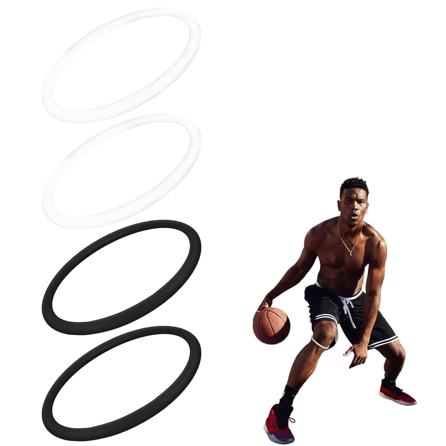 Patella Knee Strap Knee Brace Patella Band 4 Pack, Athletics Elasticity Fixed Protection Patella Ring 2 Pair High Compression Elastic Rubber Patella Knee Strap Bone Knee Rope Ring (4 Pack) image number 2