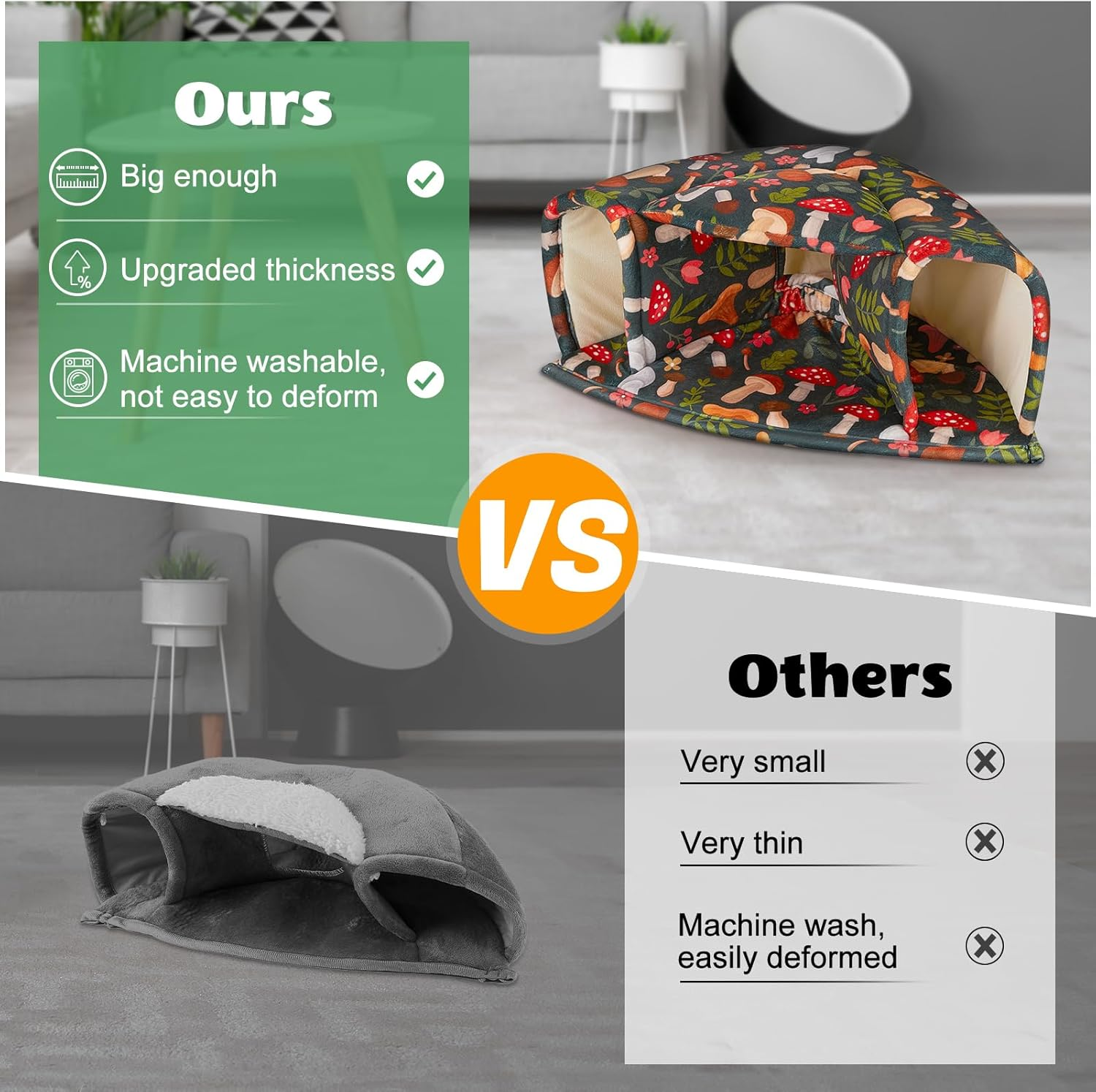 Guinea Pig Bed Small Animal Hideout House Warm Guinea Pig Tunnel Washable for Small Pet Hamster,Chinchilla,Bunny - Blue image number 5