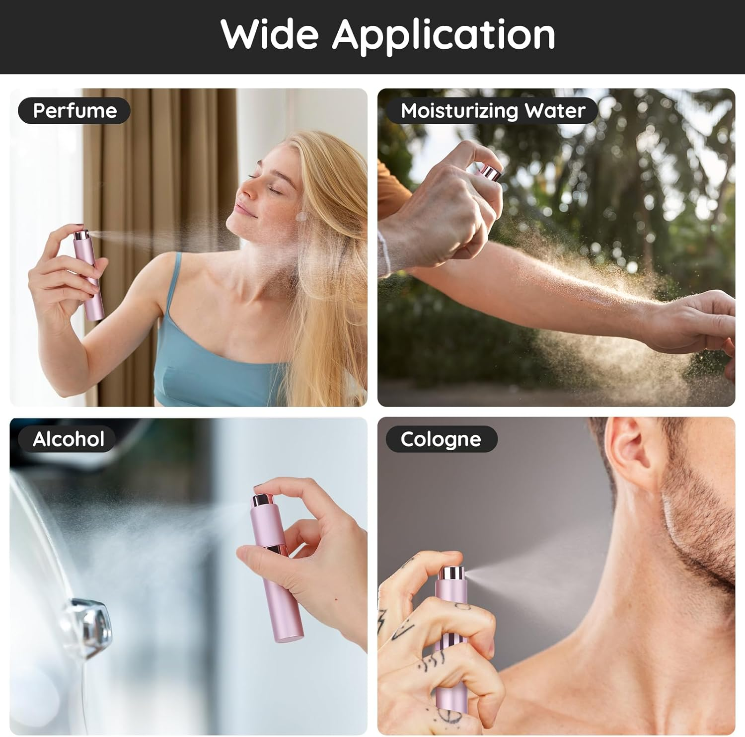 Segbeauty Travel Perfume, 2Pcs 10Ml Scent Pump Case, Leakproof Pocket Perfume, Small Perfume Atomizer Refillable, Empty Perfume Spray, Perfume Containers for Men and Women (Black, Pink) image number 6