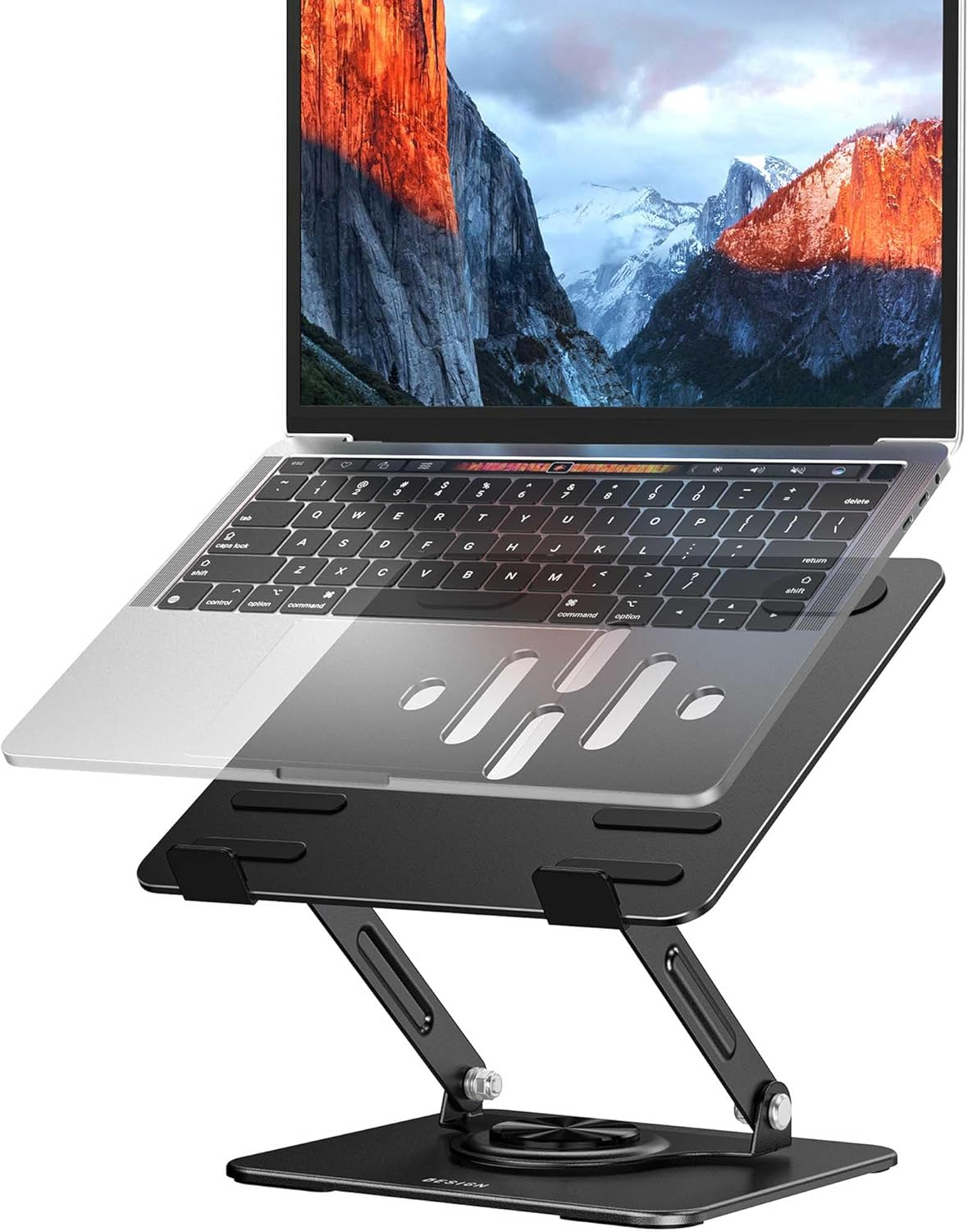 BESIGN LS11 Laptop Stand with 360&deg; Rotating Base, Ergonomic Adjustable Notebook Holder, Riser Holder Computer Stand Compatible with Air, Pro, Dell, HP, Lenovo More 10-14" Laptops (Black)