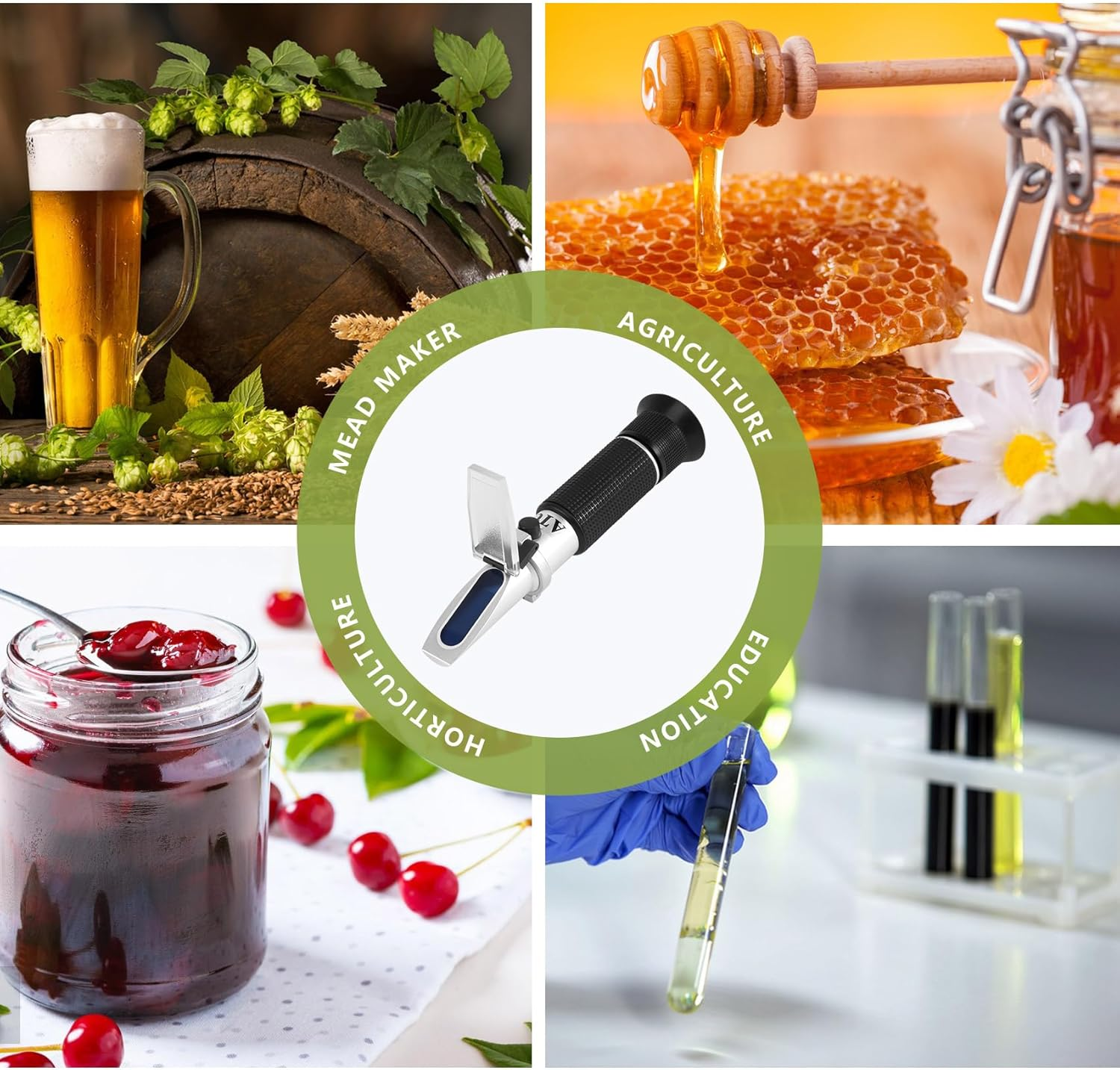 RESFNSE Refractometer with ATC Dual Scale Specific & Hydrometer in Wine Making and Beer Brewing Homebrew Kit image number 2