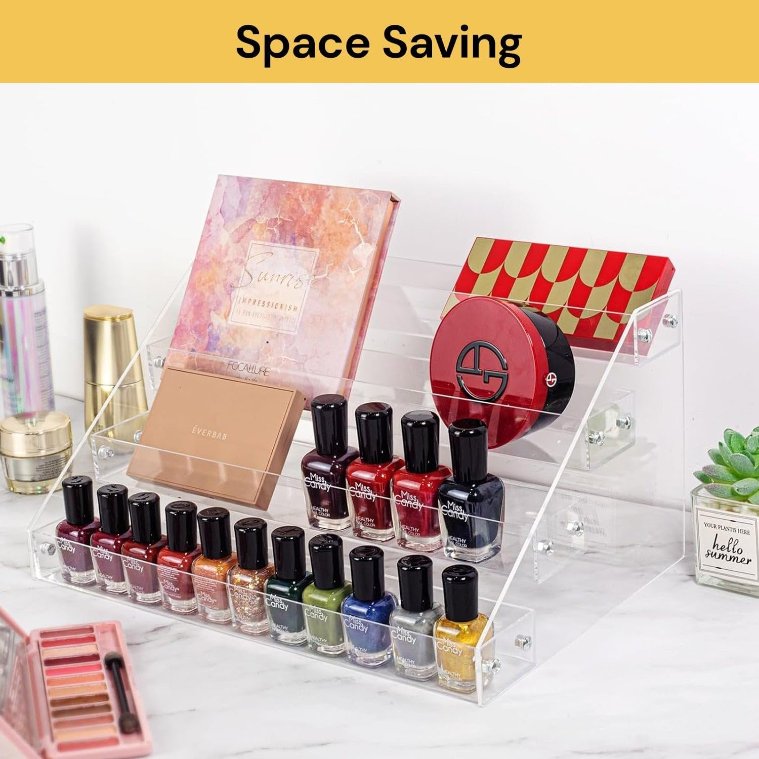 EZONEDEAL Clear Nail Polish Organizers and Storage,4 Layer Multifunctional Ladder Sunglasses Holder and Sunglass Display Rack Tabletop Stand image number 2