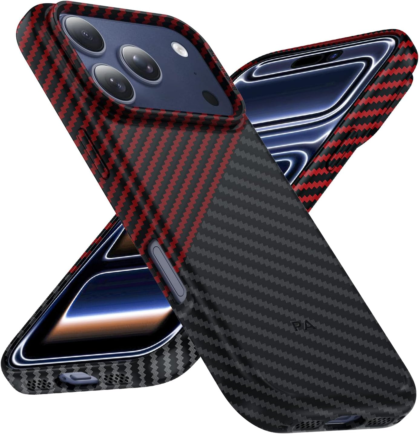 Phoneaura Magcase Deluxe Carbon Case for Iphone 17 Pro, Compatible with Magsafe, Carbon Case, Iphone 17 Pro, Protective Glass Case, Mobile Phone Case (Carbon Look + 2 Protective Glasses + 1 Camera