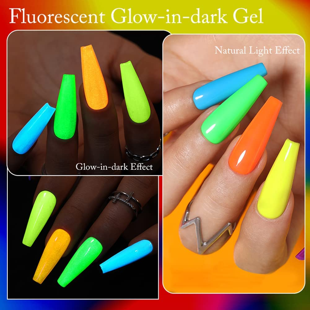 Glow in the Dark Gel Nail Polish, Neon Gel Paint Kit 12 Colors, Luminous Painting Drawing Gel Liner, Pulling Lines and DIY Nail Art, Gifts for Women image number 4
