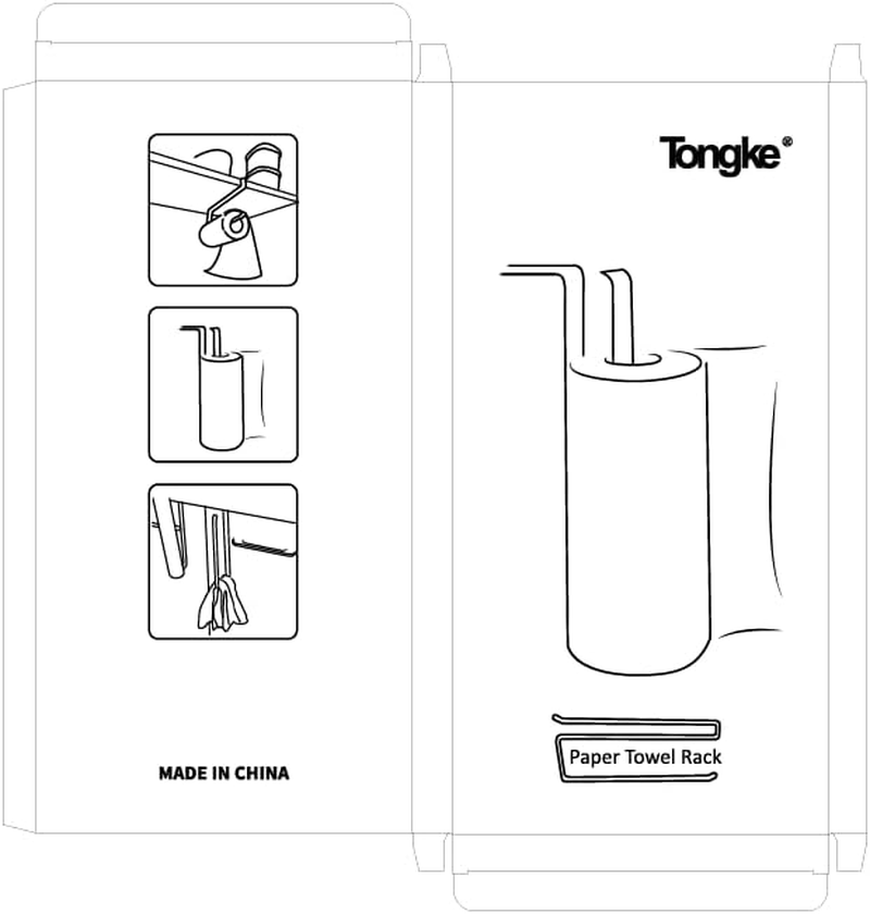 Tongke Napkins Storage Rack Kitchen Cabinet Cupboard under Shelf Storage Paper Towel Roll Holder Dispenser (Black) image number 4