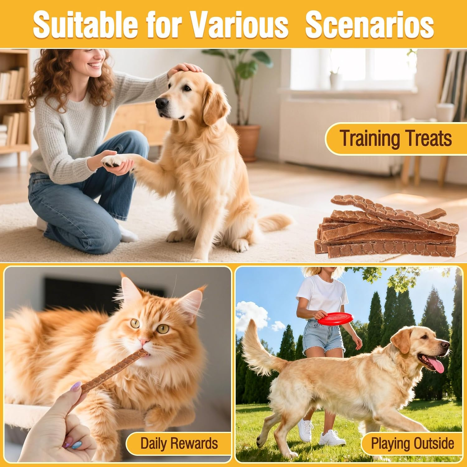 Salmon Sticks Cat & Dog Treats, Real Salmon Tender Strips, High Protein Low Fat Healthy Ingredient Chew Training Snacks image number 1