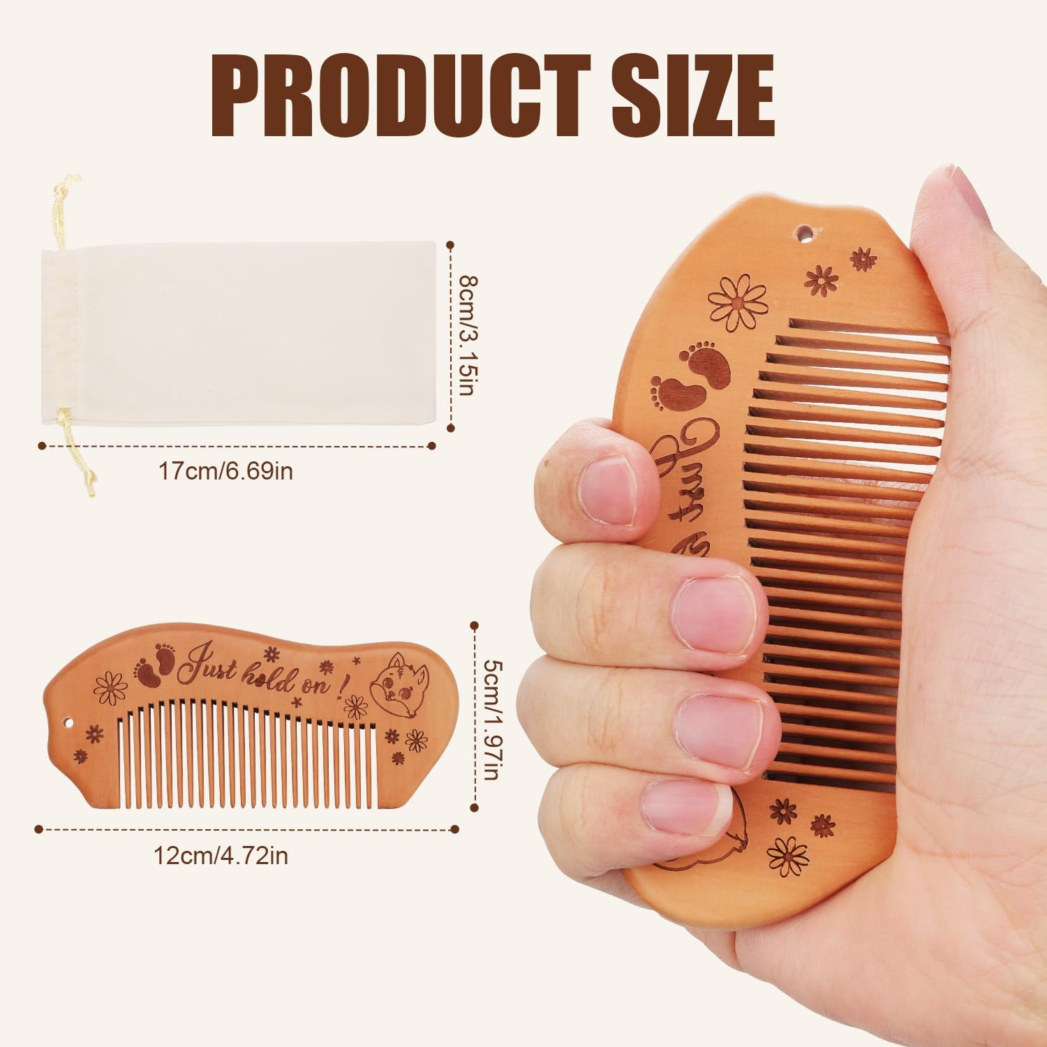 Wooden Labor Comb, Birthing Comb for Labor Pain Birth Comb with Affirmation Labor and Delivery Essentials Labour Gifts for Expectant Mothers Pregnant Women image number 3