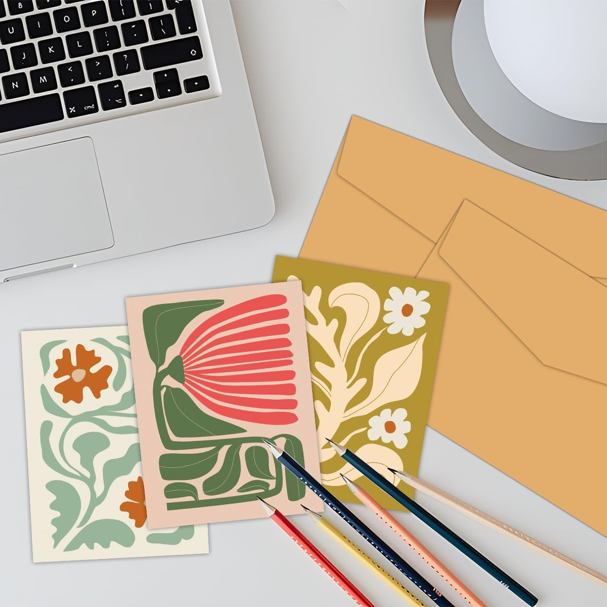 SUPNBDM 12 PCS Birthday Card, Birthday Card Pack, Birthday Cards Bulk, Funny Birthday Card, with Envelopes and Matching Sealing Stickers,For Family, Kids, Friends, Work & Office Celebrations, Flowers, Bohemian Style image number 1