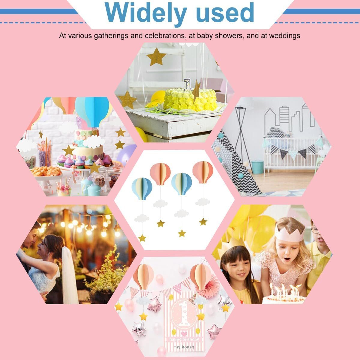 4 Pcs Cloud Hot Air Balloon Hanging Ornaments for Wedding,Birthday,3D Paper Decoration for Party (Hot Air Balloon)