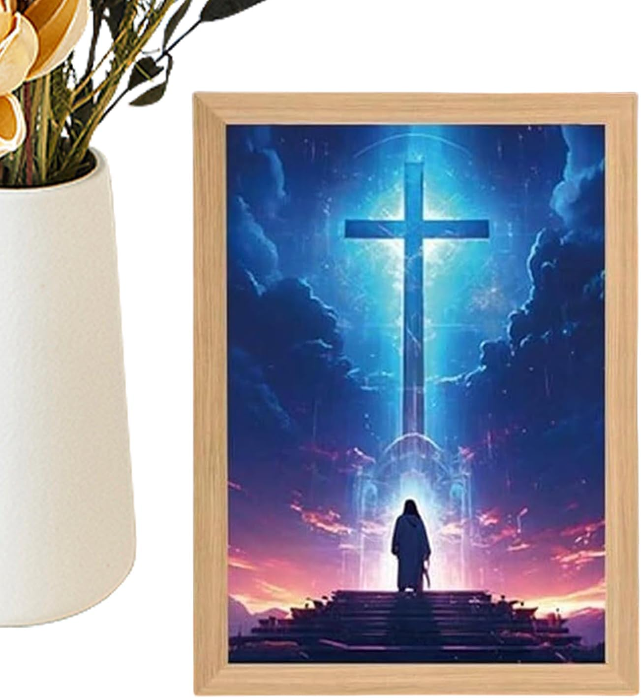 Jesus Night Light, 4D Jesus Light up Picture, Led Religious Painting Decoration for Home Decor Living Room Bedroom Church Easter Christmas Birthday image number 4