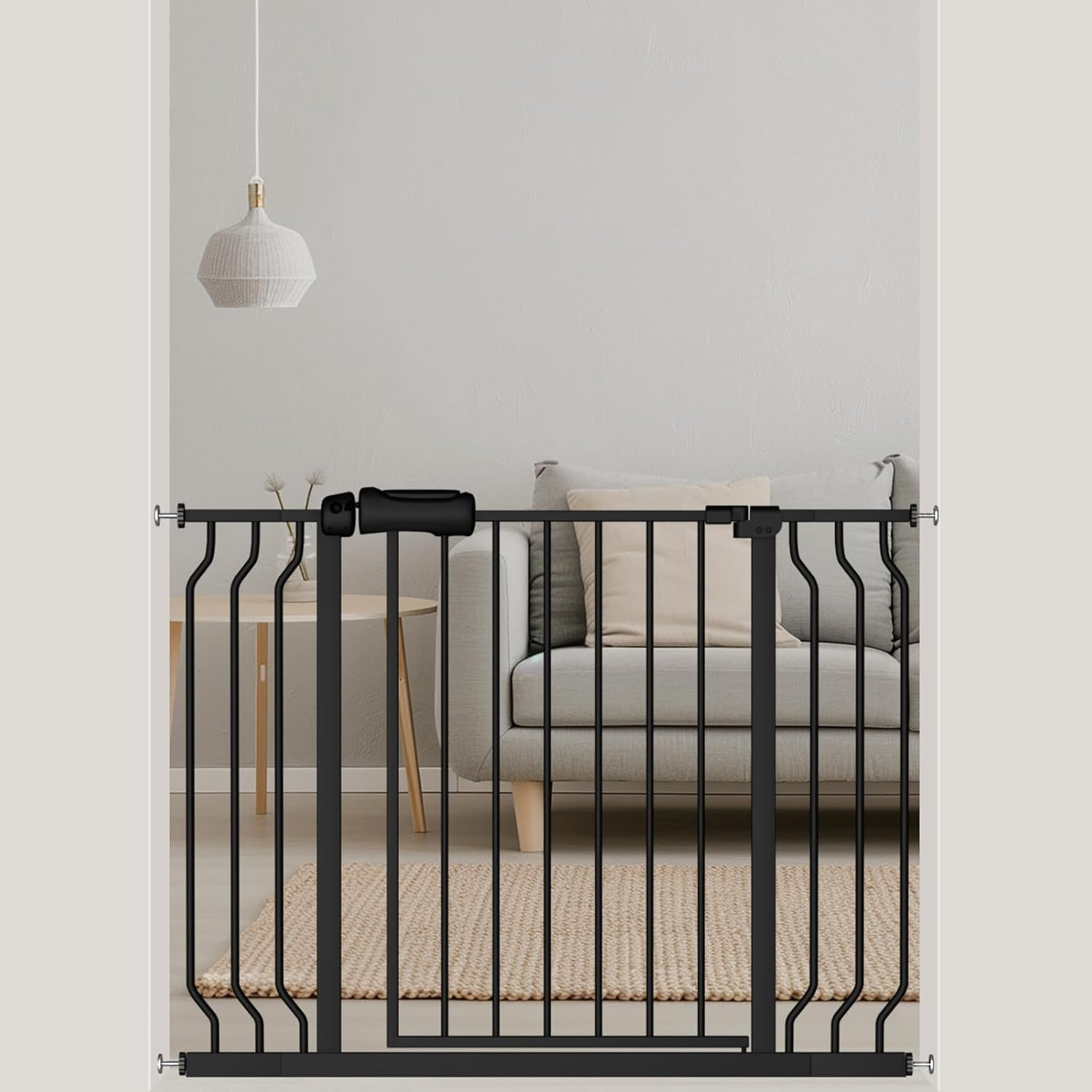 DEARBB Wide Baby Gate 110 to 134Cm Wide,78Cm Tall Walk Thru Pressure Mount Dog Gate with Small Pet Door,Double Lock Auto Close, for Stairs and House Doorway Kitchen