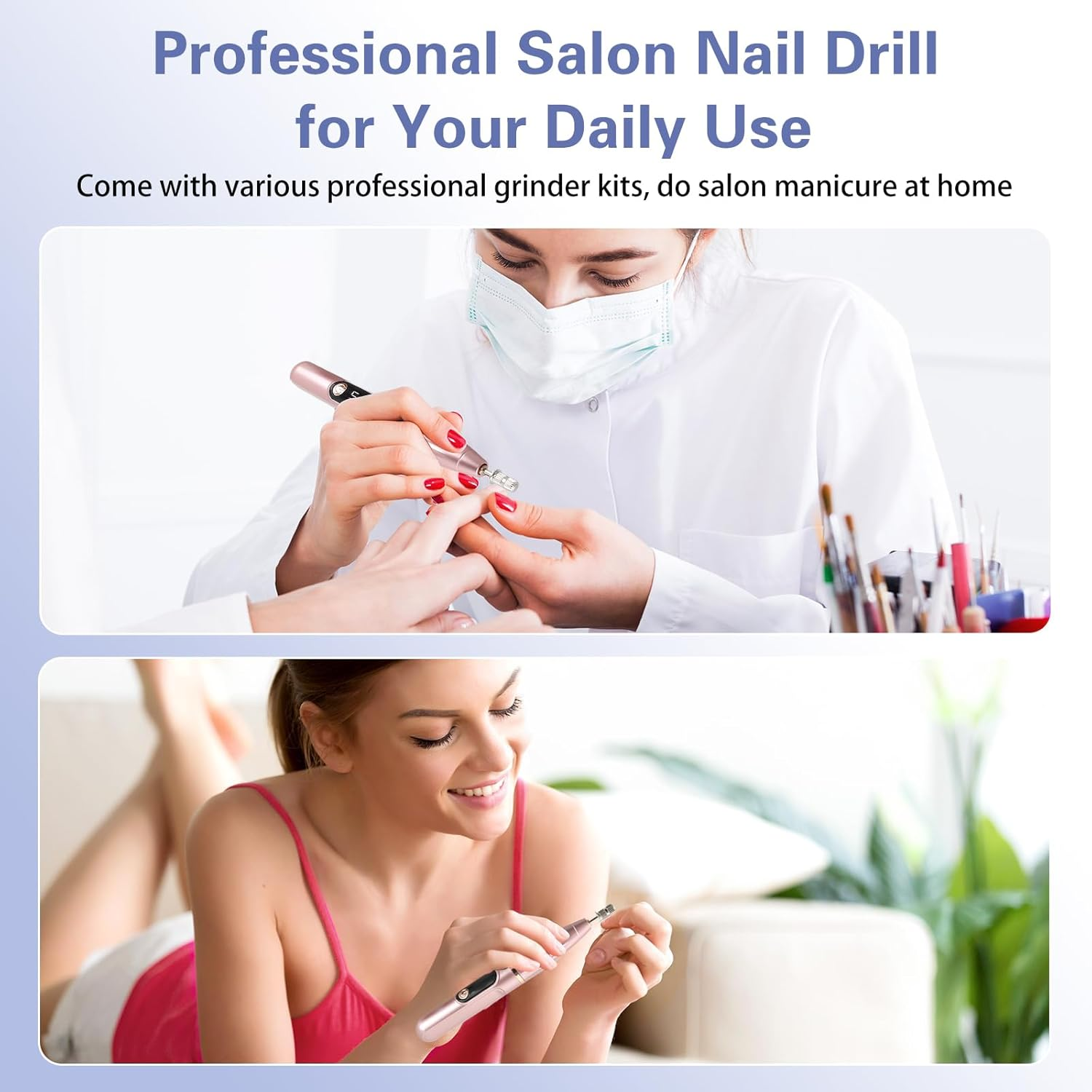 Cordless Nail Dril - Portable Electric Nail File with 11 Nail Bits, 32 Sanding Bands,Rechargable 15000RPM Nail Efile Drill Machine Kit,Manicure Pedicure Tool for Home Salon Use image number 2