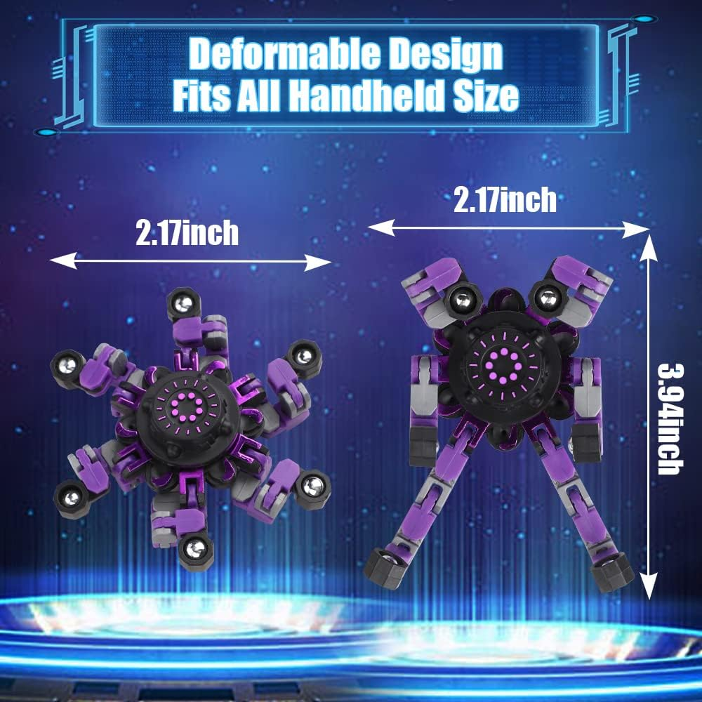 14 PCS Fidget Robot Spinners for Kids Adults, DIY Transformable Sensory Toy for Decompress, Good Choice for Party Favors Goodie, Gifts for Birthday Christmas Easter Party image number 4