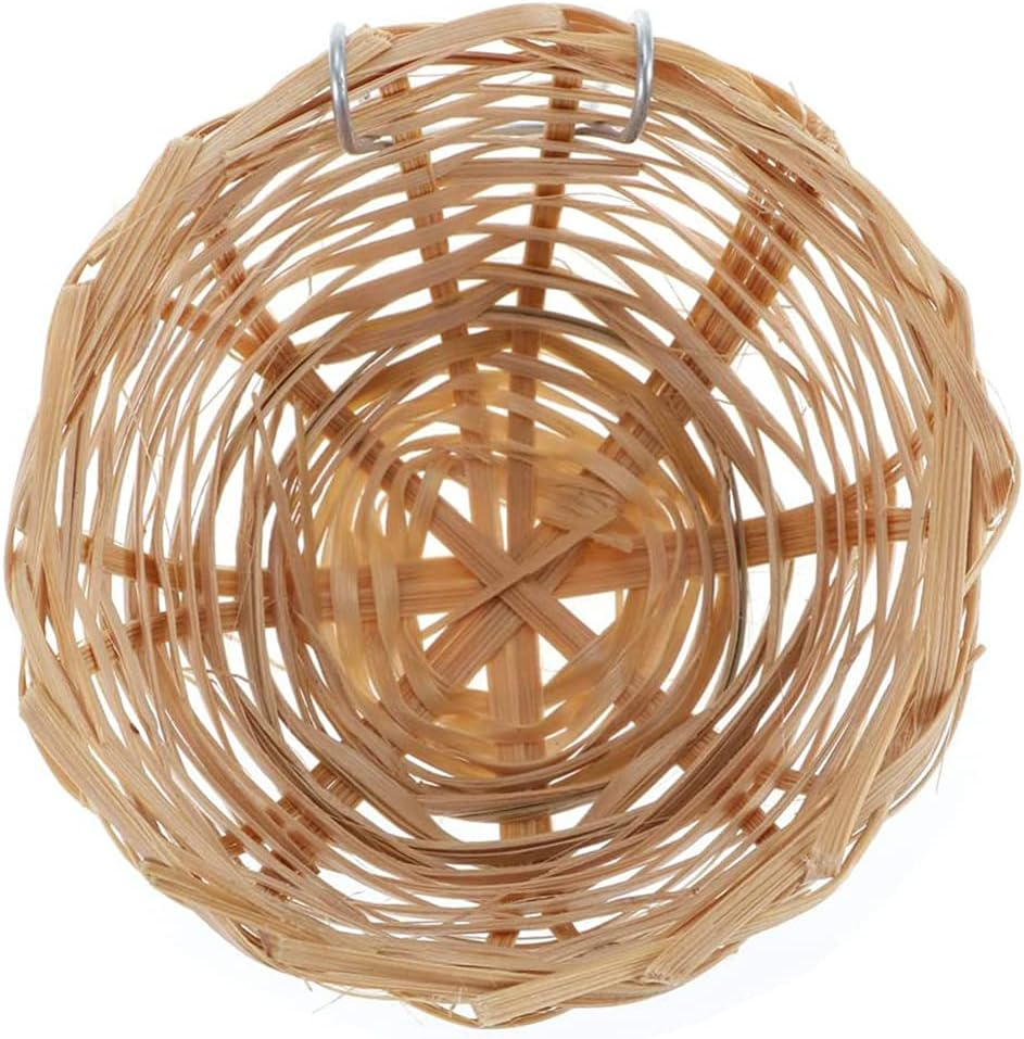 ANCLLO 3Pcs Natural Bamboo Handmade Bird Nest with Hook Bird House for Resting Feeding Breeding Bird Cage Parakeets Parrots and Small Animals image number 2