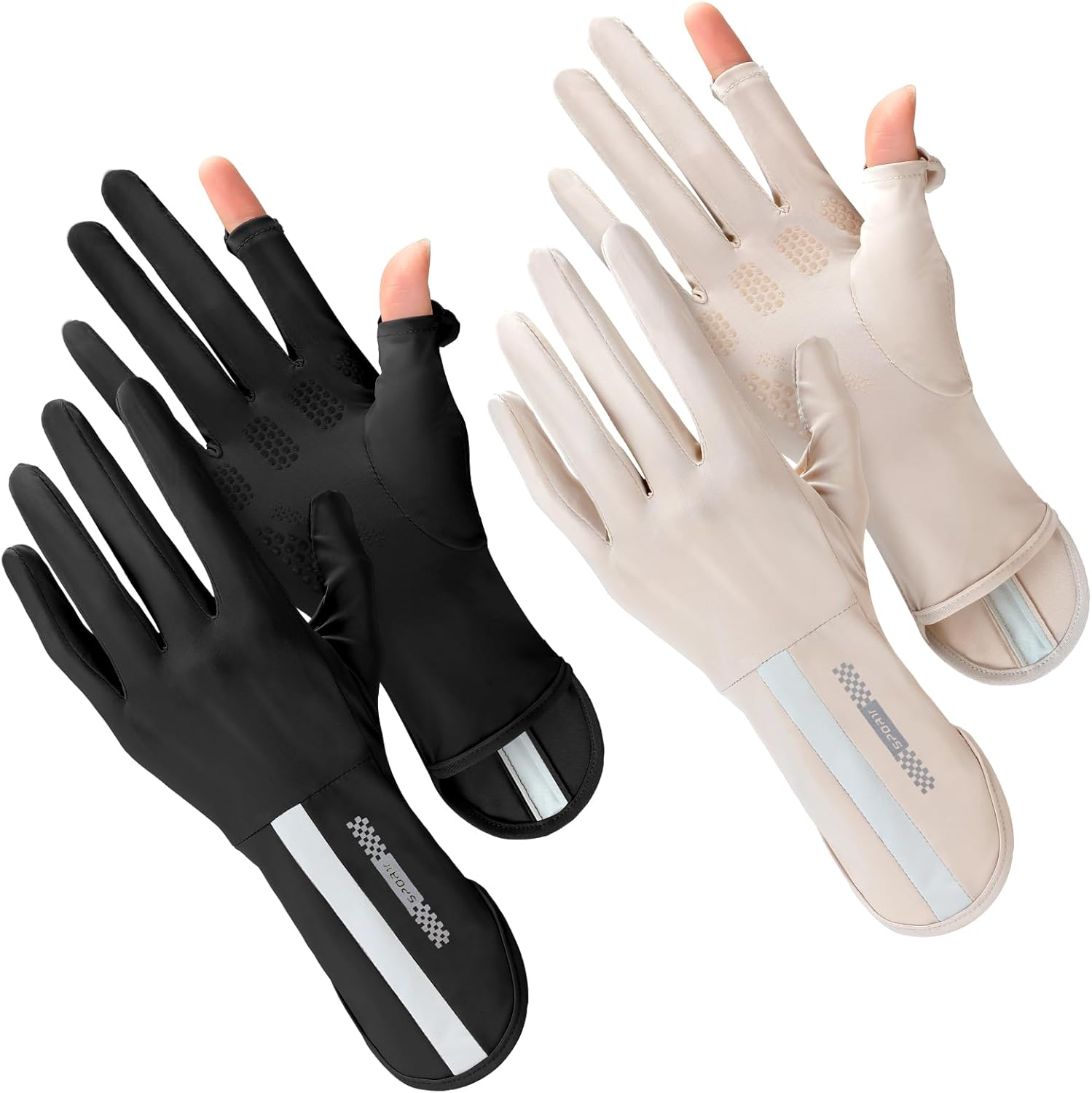 Yahenda 2 Pairs Women UV Long Sun Protection Gloves Touchscreen Arm Sun Driving Gloves UPF 50+ for Outdoor Sports Cycling