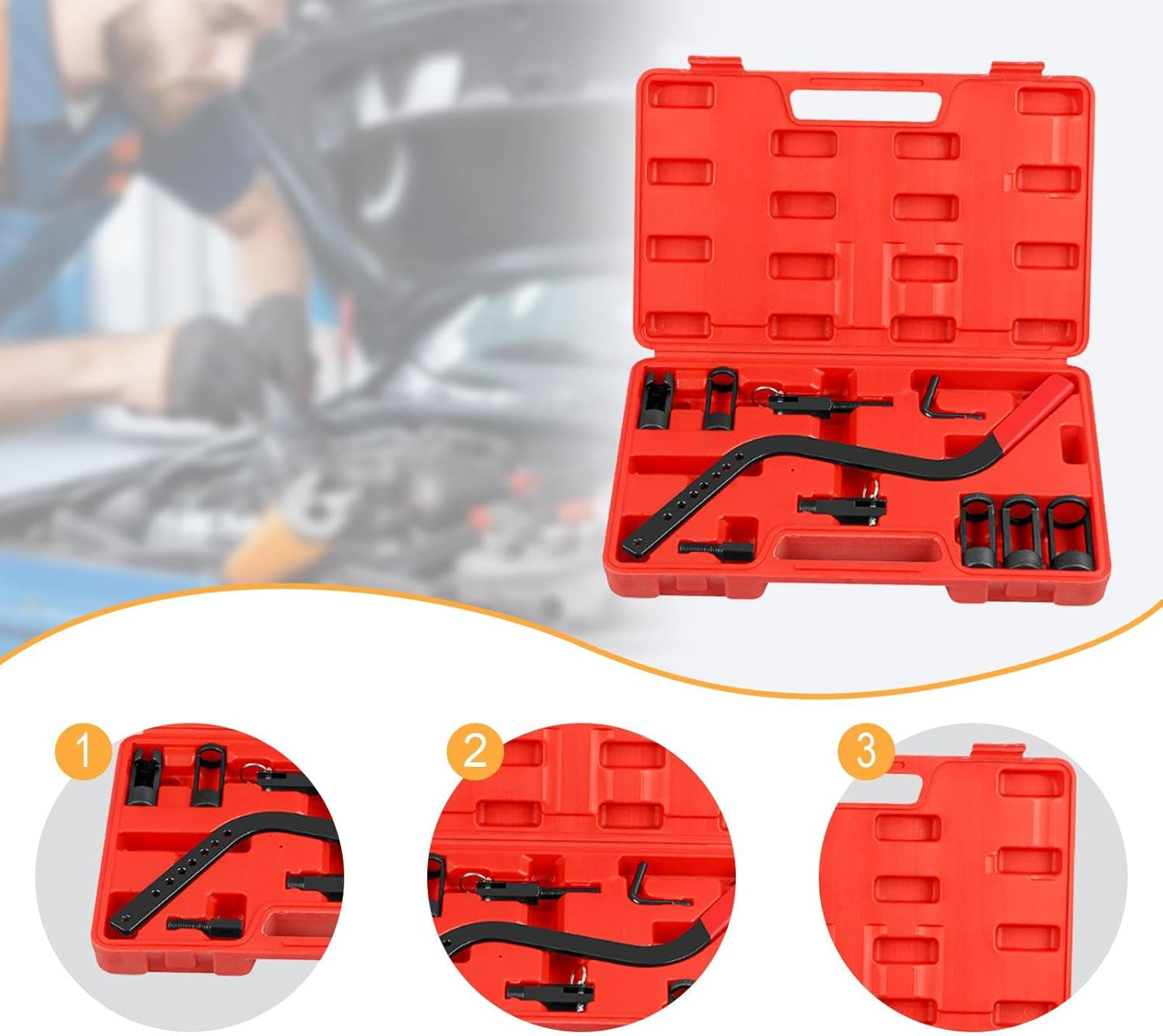 Ronyme Valve Spring Compressor Tool Kit Removal Tool Automotive Maintenance with Storage Case Disassembly Tool Valve Stem Oil Seal image number 5