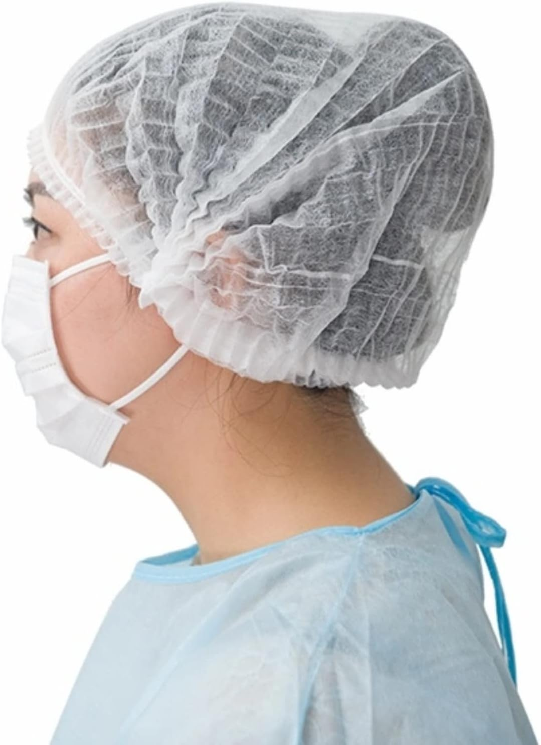 Hair Net Crimped Disposable White, 21 Inches, | Double Elastic Oft and Lightweight. Breathable, Air Permeable | Non-Woven Polypropylene and Latex Free Elastic in 4 Colors (Red) image number 6