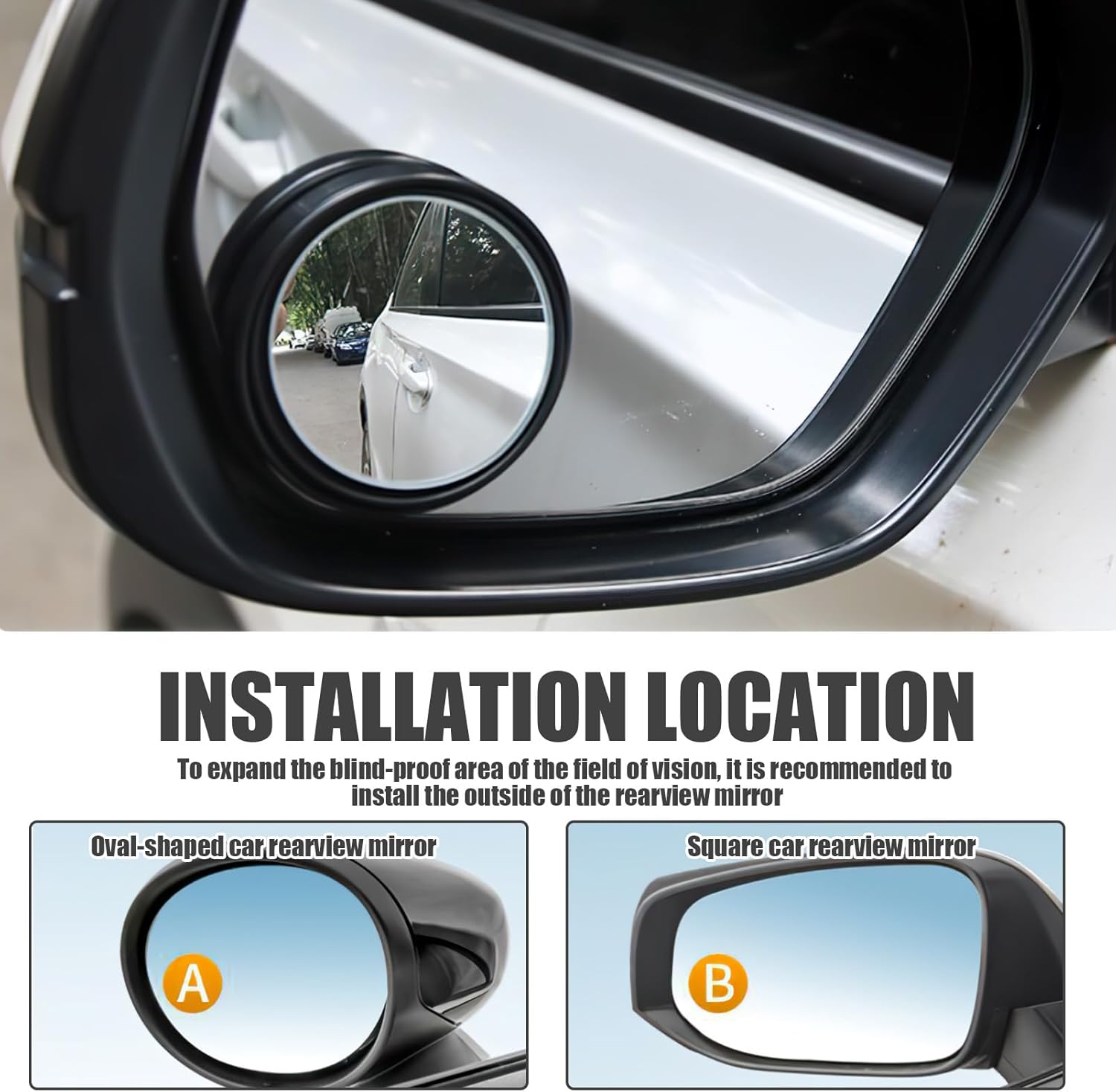 Car Blind Spot Mirror 2 Pairs (4-Pack), 2" round HD Suction Cup Blind Spot Mirrors, 360&deg; Rotatable Frameless Convex Design for Enhanced Side Visibility, Secure Non-Adhesive Mounting for All Vehicles image number 2