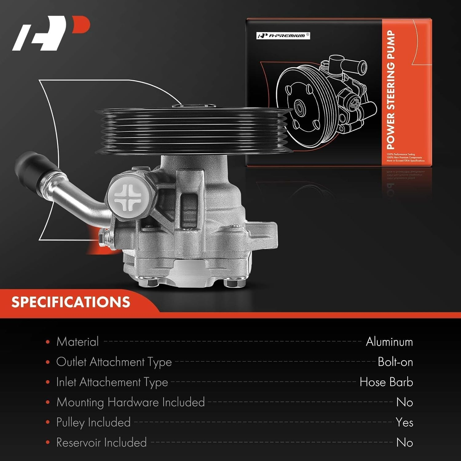 A-Premium Power Steering Pump, with Pulley, Compatible with Jeep Wrangler 2012-2017, Wrangler JK 2018, 3.6L Gas, Replace # 5154400AC, N9901310 image number 3