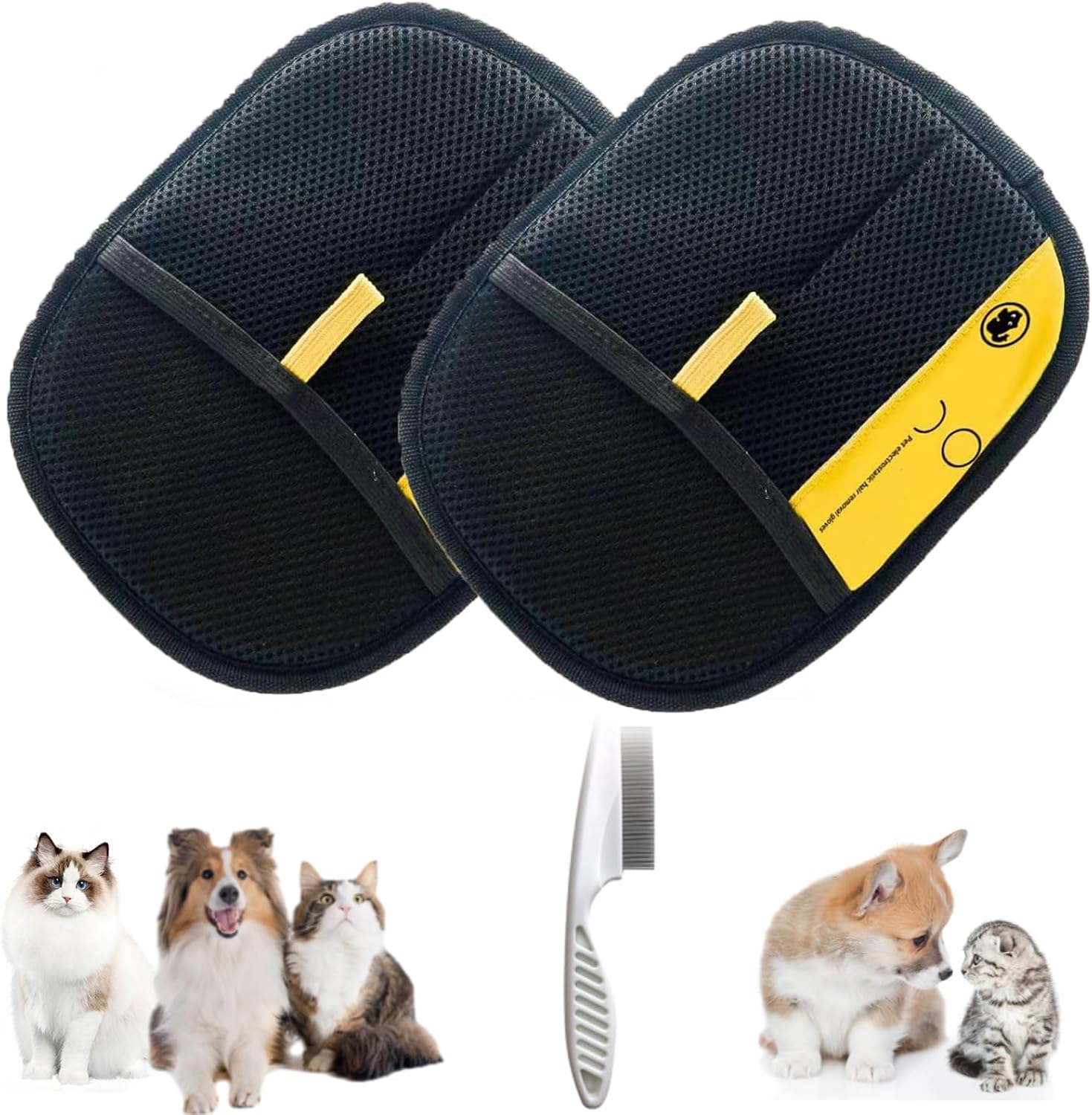 Acssart Pet Hair Removal,Beyond Draw Upgraded Electrostatic Pet Hair Velour Remover Gloves, Reusable Grooming Mitt for Cats & Dogs,Perfect for Sofa, Carpet & Car Interior (1)