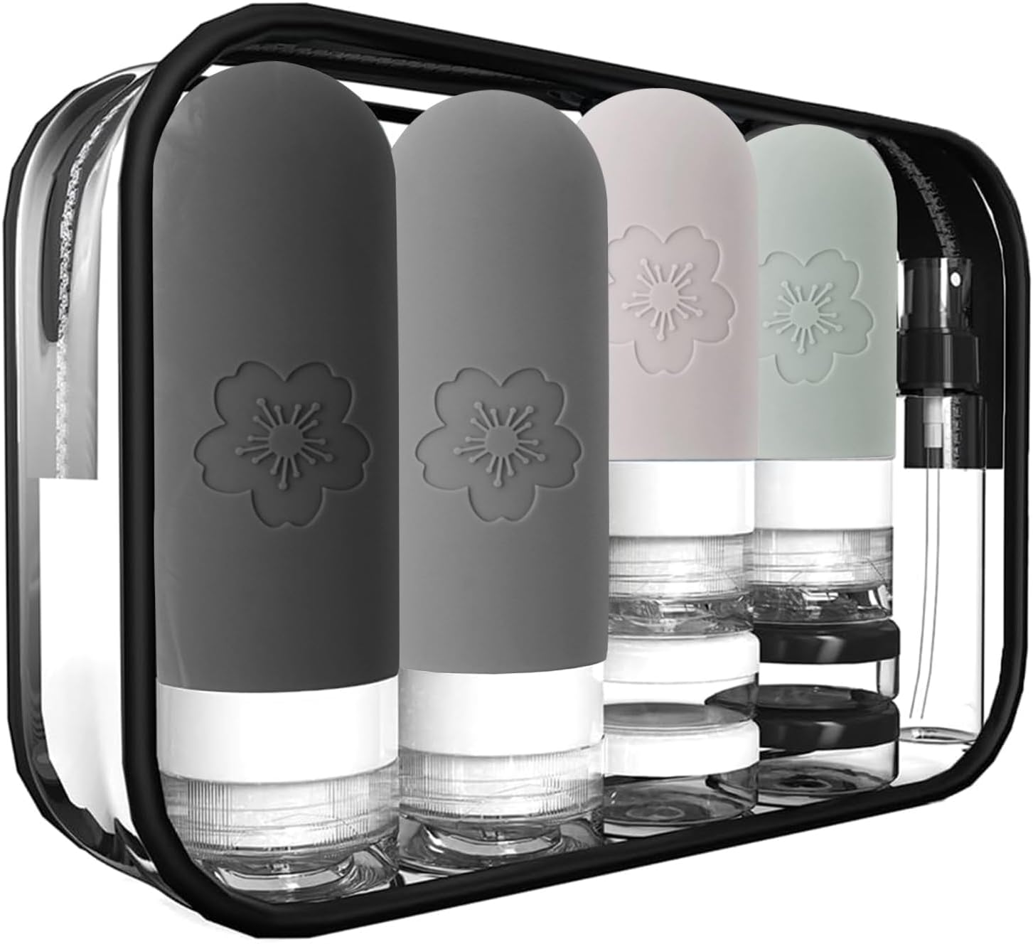 Jotia 5Pcs Travel Bottles Kit, Squeezable Containers TSA Approved Travel Containers Leak Proof Refillable Shampoo and Conditioner Travel Essentials Bottle Set