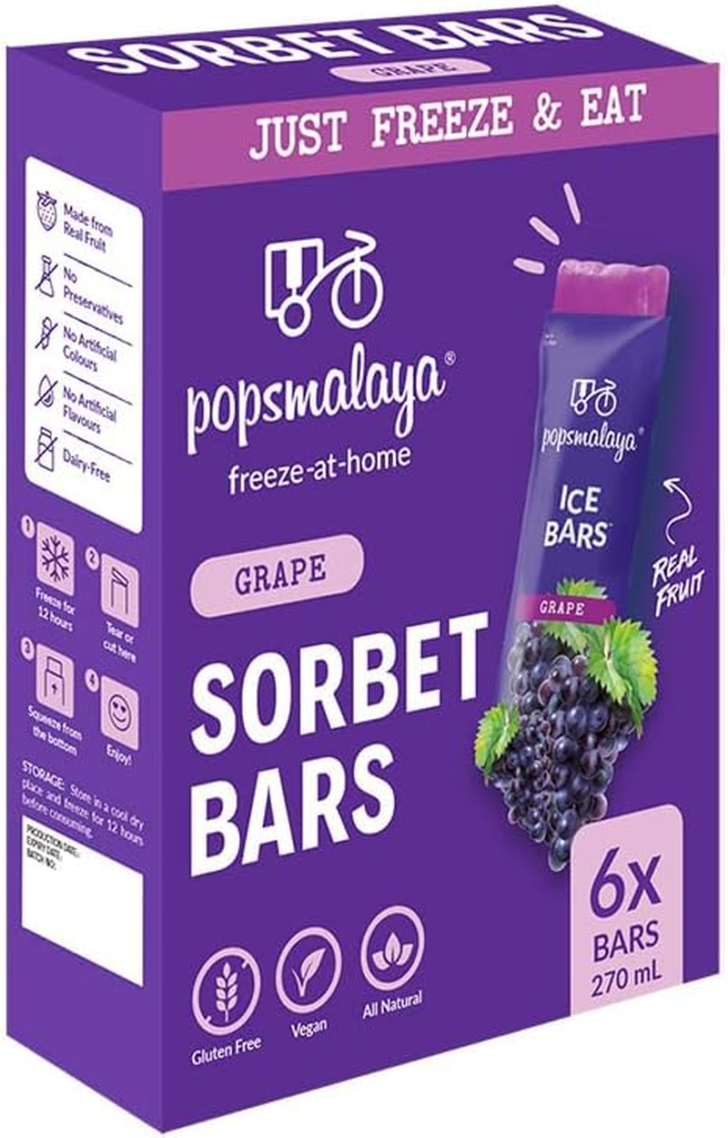 Pops Malaya Freeze-At-Home Sorbet Bars - Grape 6X45Ml