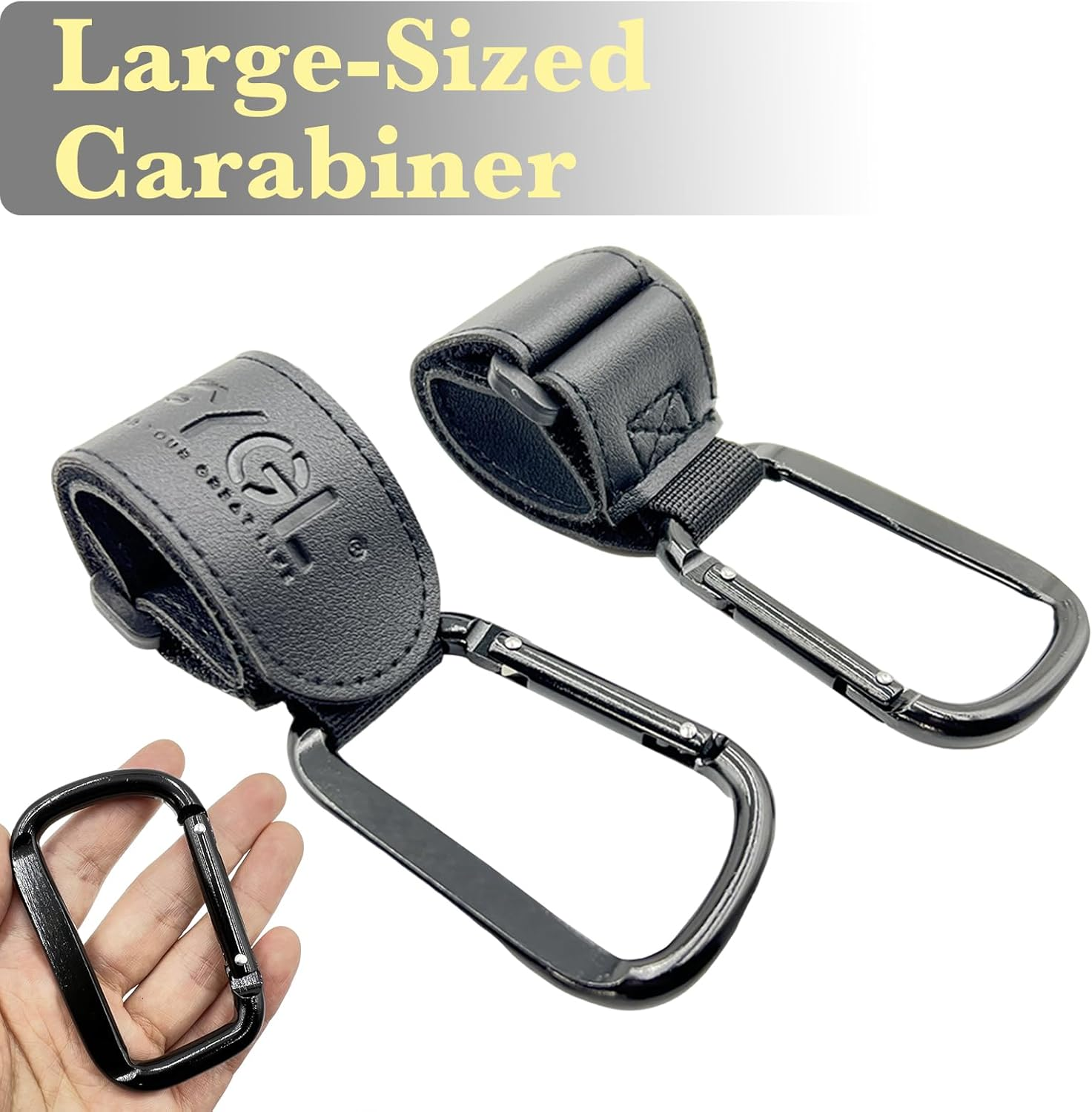 Stroller-Hooks - Adjustable Stroller Carabiner Clips, Universal Stroller Clips and Hooks for Parents and Travelers - Ideal Stroller Accessories for Shopping, Travel, and Baby Gear - Black, 2 Pack - Brown 25Cm-2 Pack image number 4