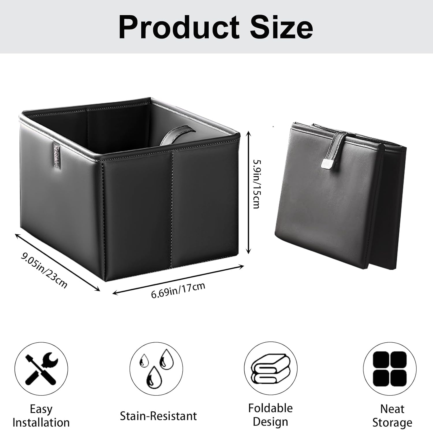 Foldable Car Trash Can with Trash Bags, 6L Large Capacity Hanging Waterproof Leakproof Trash Can Storage Car Rubbish Bin,Car Organizers and Storage for Home Office (Black) image number 6