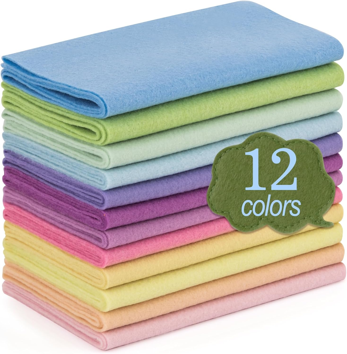 XSEINO 12 Rolls 8"X35" 1.4Mm Thick Soft Felt Fabric Sheet 12 Assorted Macarone Series Colors Felt Pack for DIY Craft Sewing Squares Nonwoven Patchwork image number 3
