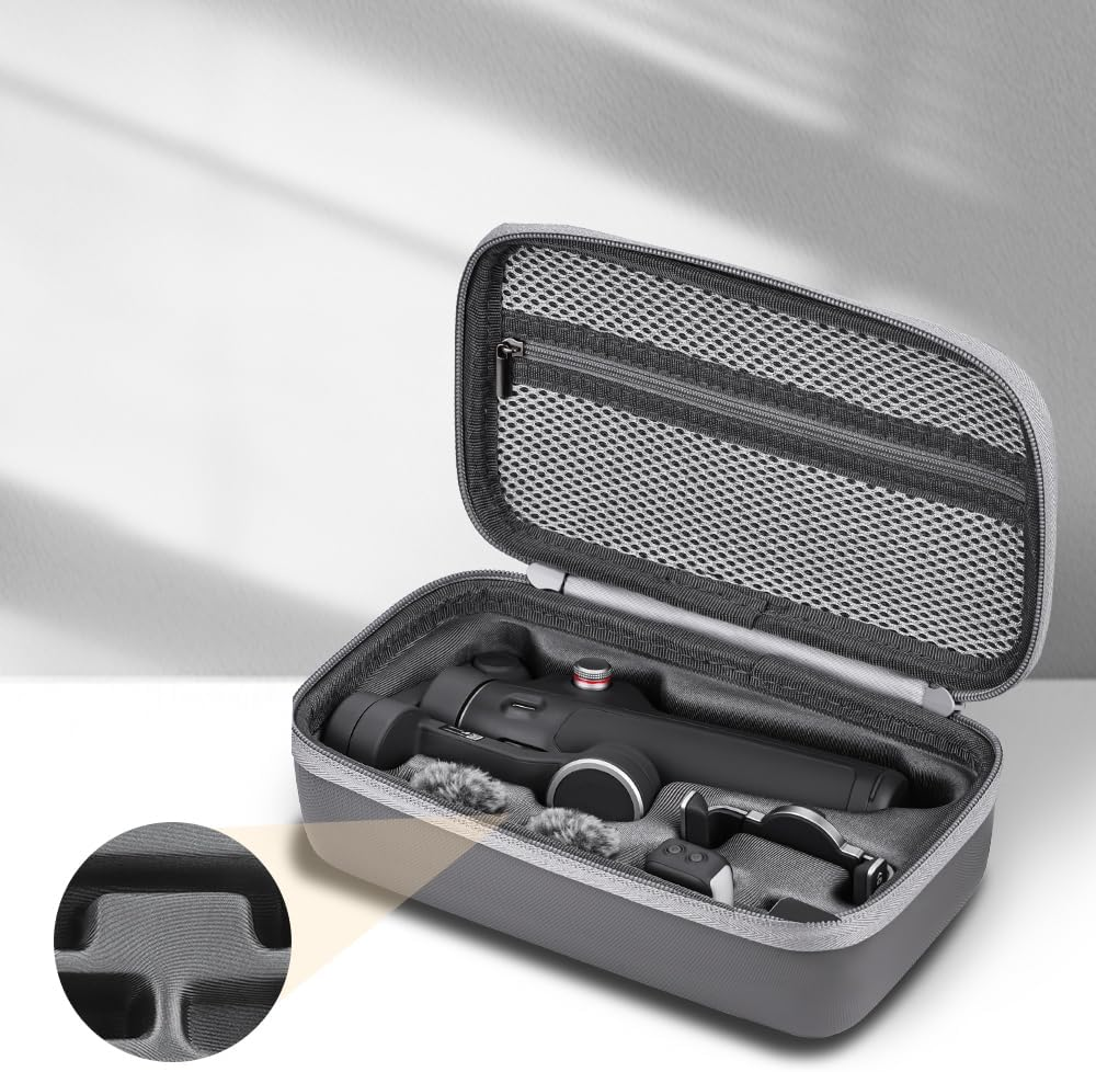 PALUMMA PU Leather Carrying Case Portable Shoulder Bag for DJI Osmo Mobile 7P/7 Hard Travel Storage, Grey, Portable Hard Storage Bag image number 5