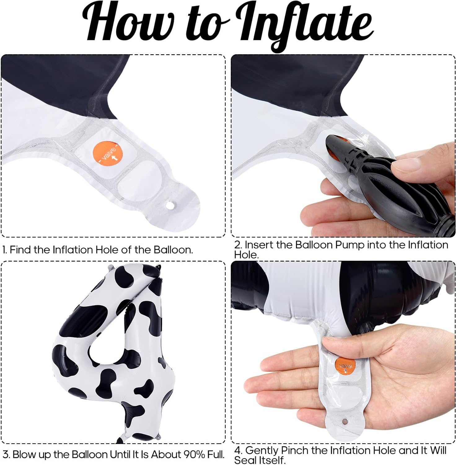 Cow Print Number 4 Balloon, Large 40 Inch Cow Number Birthday Balloons, Foil Mylar Number 4 Balloons for 4 Year Old Birthday Party Decorations Supplies Animal Farm Cowboy Cowgirl Themed Party image number 5