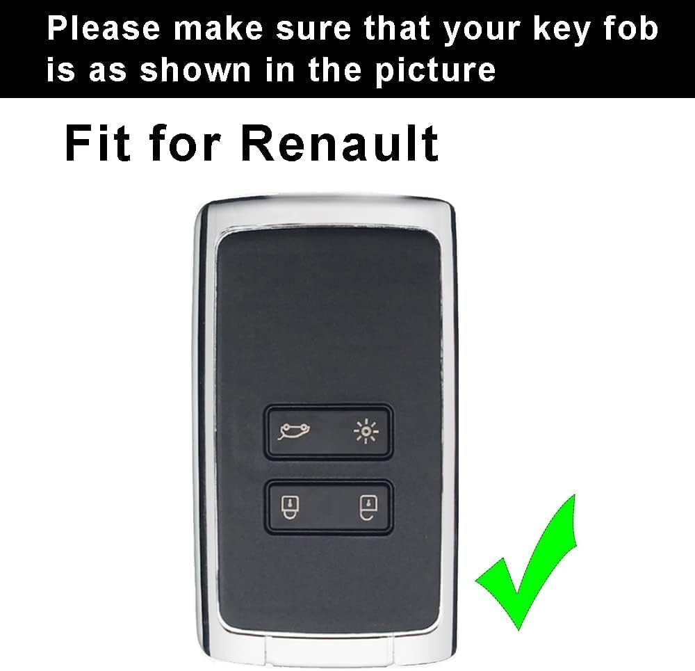 Ontto Zinc Alloy Car Key Fob Cover Case Fit for Renault Captur Megane Espace Clio Zoe Koleos Scenic 4 Arkana Dacia Sandero Keyring Key Shell Holder Bag Keychain Protective Accessories Black A image number 2