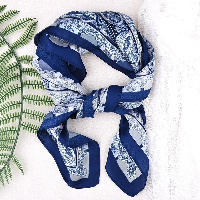 Satin Head Scarf Silky Feeling Bandana Hair Wrap for Women Silk Neck Scarves Paisley Headscarf Lightweight Square Scarf Neckerchief Handbags Accessories - Black image number 3