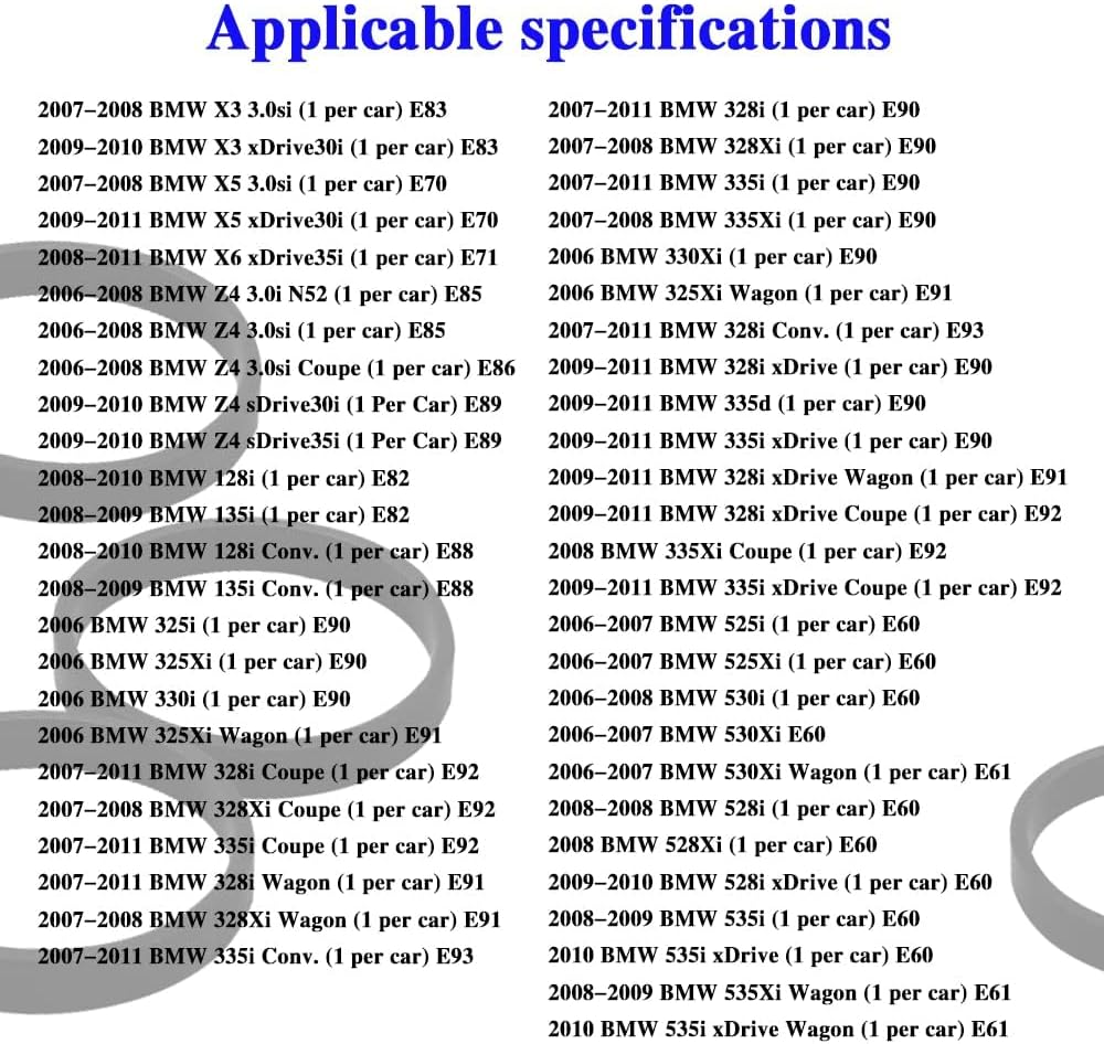 6 PCS Intake Manifold Rubber Sealing Gasket for N52 N54 E60 E70 E90 E92-128I 135I 325Xi 328I 328Xi 330I 335I 525Xi 528I 530I 535Xi 640I M5 M6 X1 X3 X5 X6 Z4, Replace 11617547242