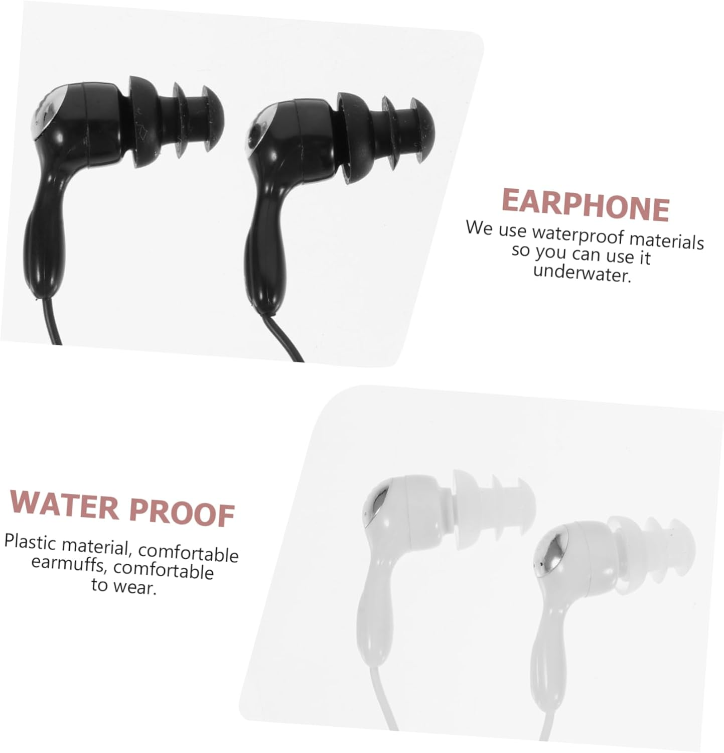 MUELODSIC 2Pcs Ear Earphones with Jack for Swimming Diving Surfing Adult Ear Protector with Comfortable Secure Fit for Underwater Music Enjoyment image number 5