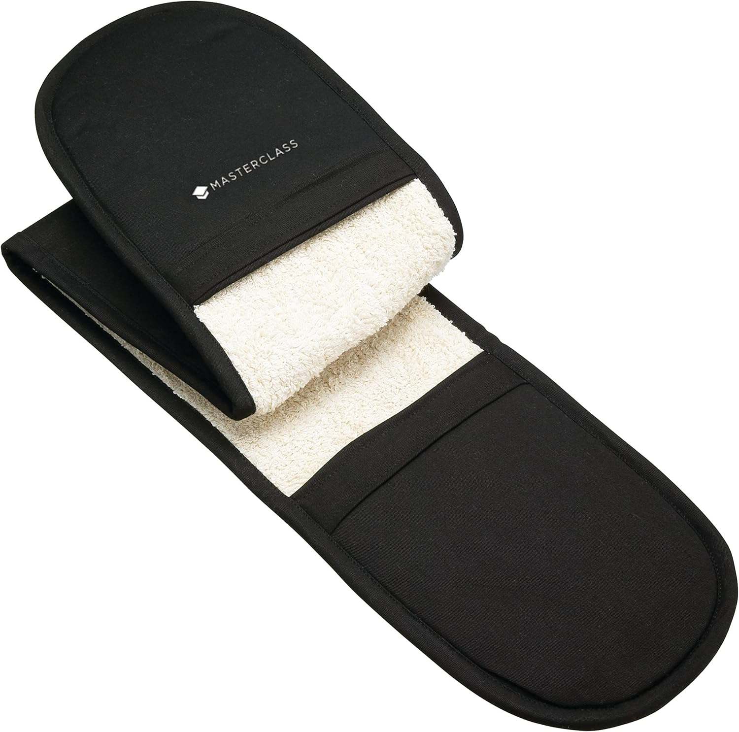 Masterclass Oven Gloves, Heat Resistant, Duble-Sided, Heavy-Duty Cotton, Black image number 1