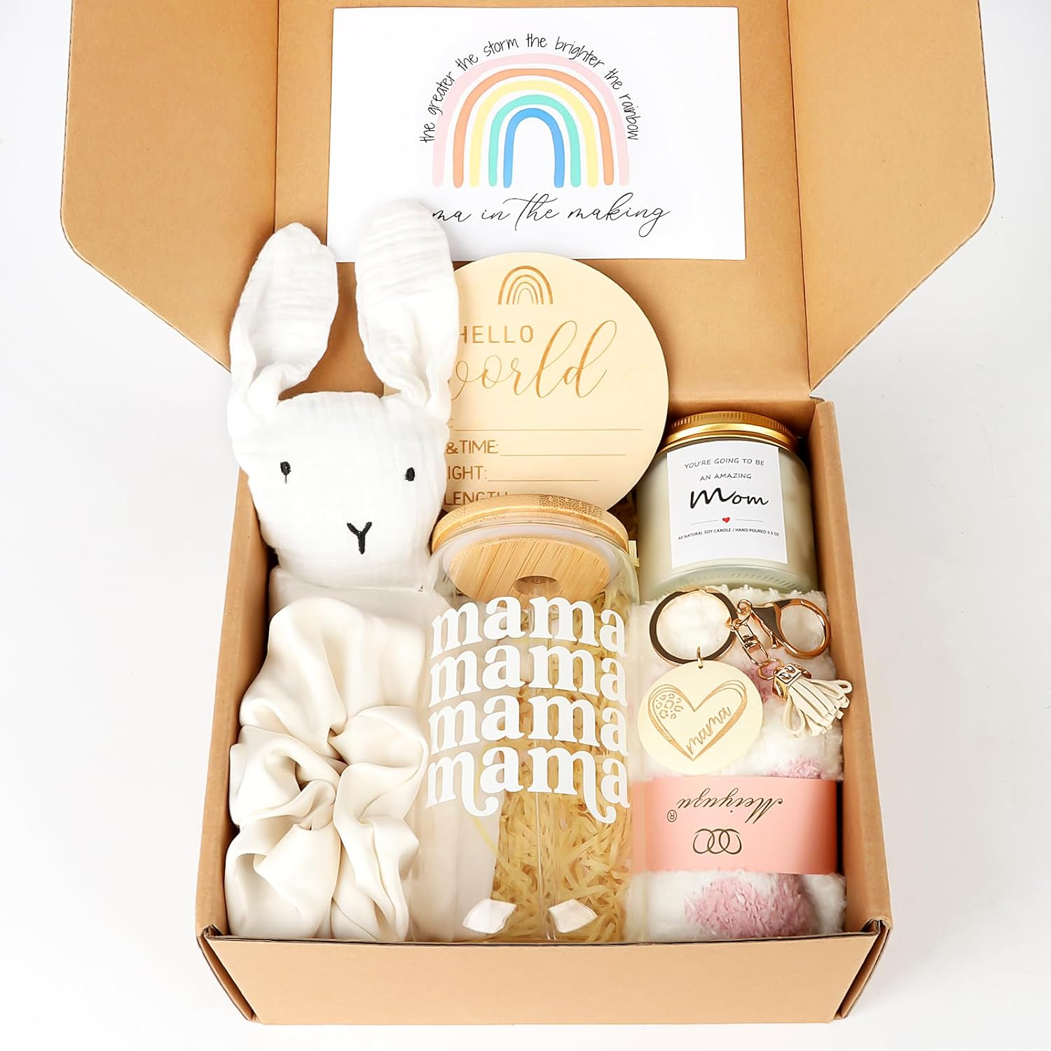 New Mom Gifts Box, Pregnancy Gifts for Expecting Mom, Basket for Girls Boys, Postpartum Gifts for First Time Moms, Cool Gifts for New Mom after Birth, New Mom Care Package after Baby image number 1