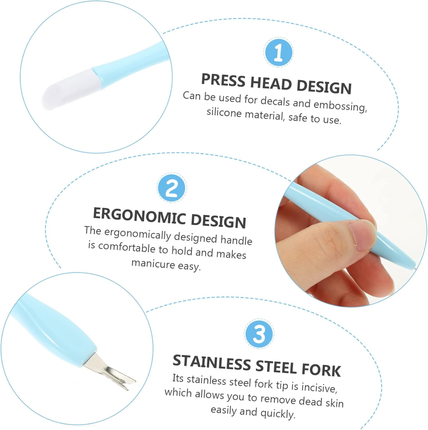 Baluue 15Pcs Stainless Steel Dead Skin Forks for Nail Art Cuticle Trimmer Pushers Easy to Use Carry Professional Manicure Tools image number 6