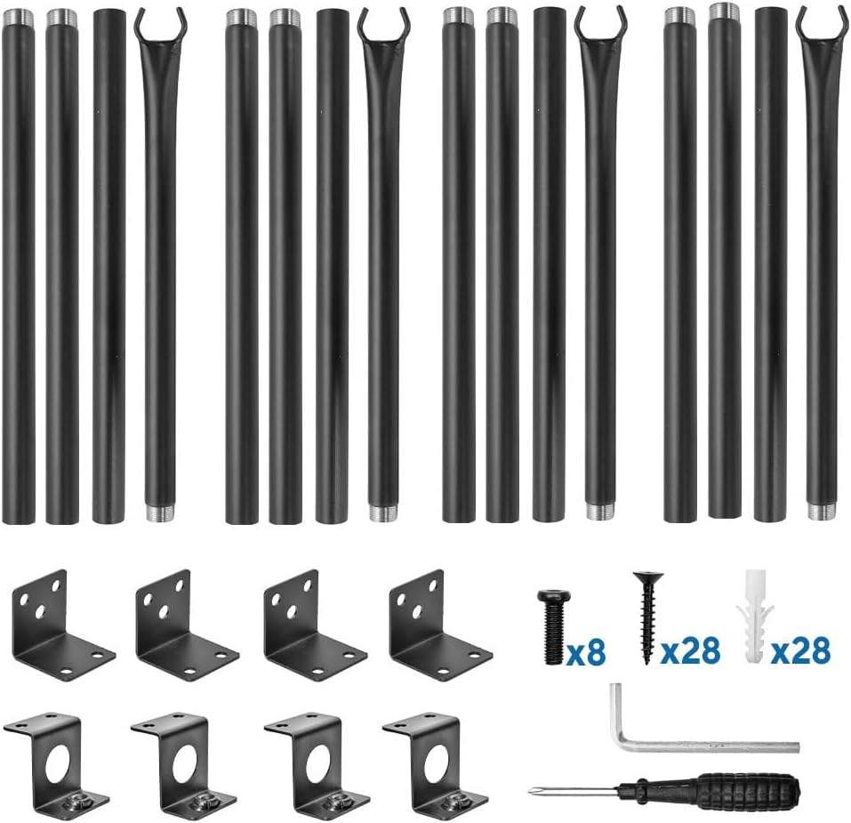 ALSTON 4 Pack String Light Poles 113Cm Height Wall-Mounted Lighting Brackets Outdoor Metal Hanging Light Poles with Fixing Clips for Patio Deck Fence Garden, Poles Only image number 6