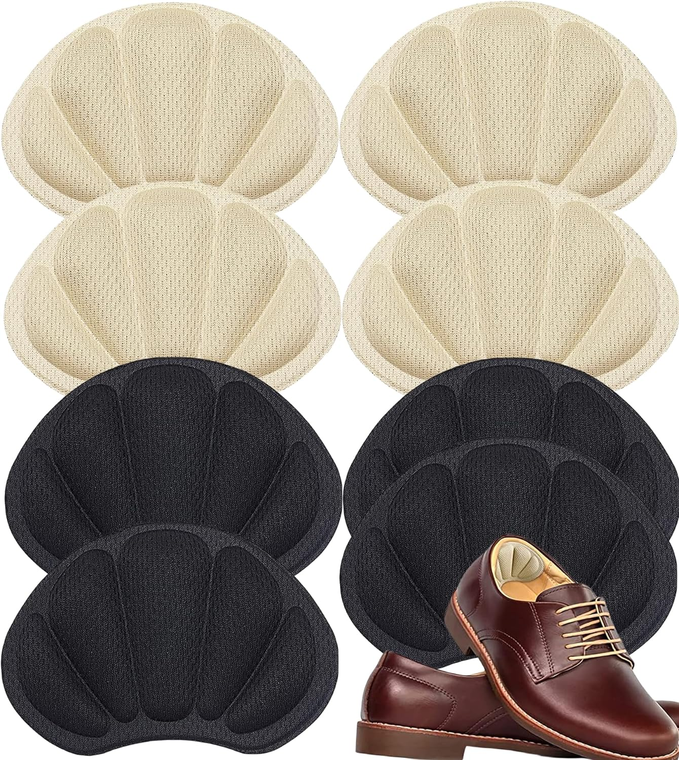 YBVABE Heel Pads, Heel Grips for Shoes, Heel Cushion Inserts, 8 Pcs Mesh Self-Adhesive Heel Liners for Back of Heel, Anti-Slip Shoe Pads for Loose Shoes, Sneakers, Leather Shoes, Women & Men